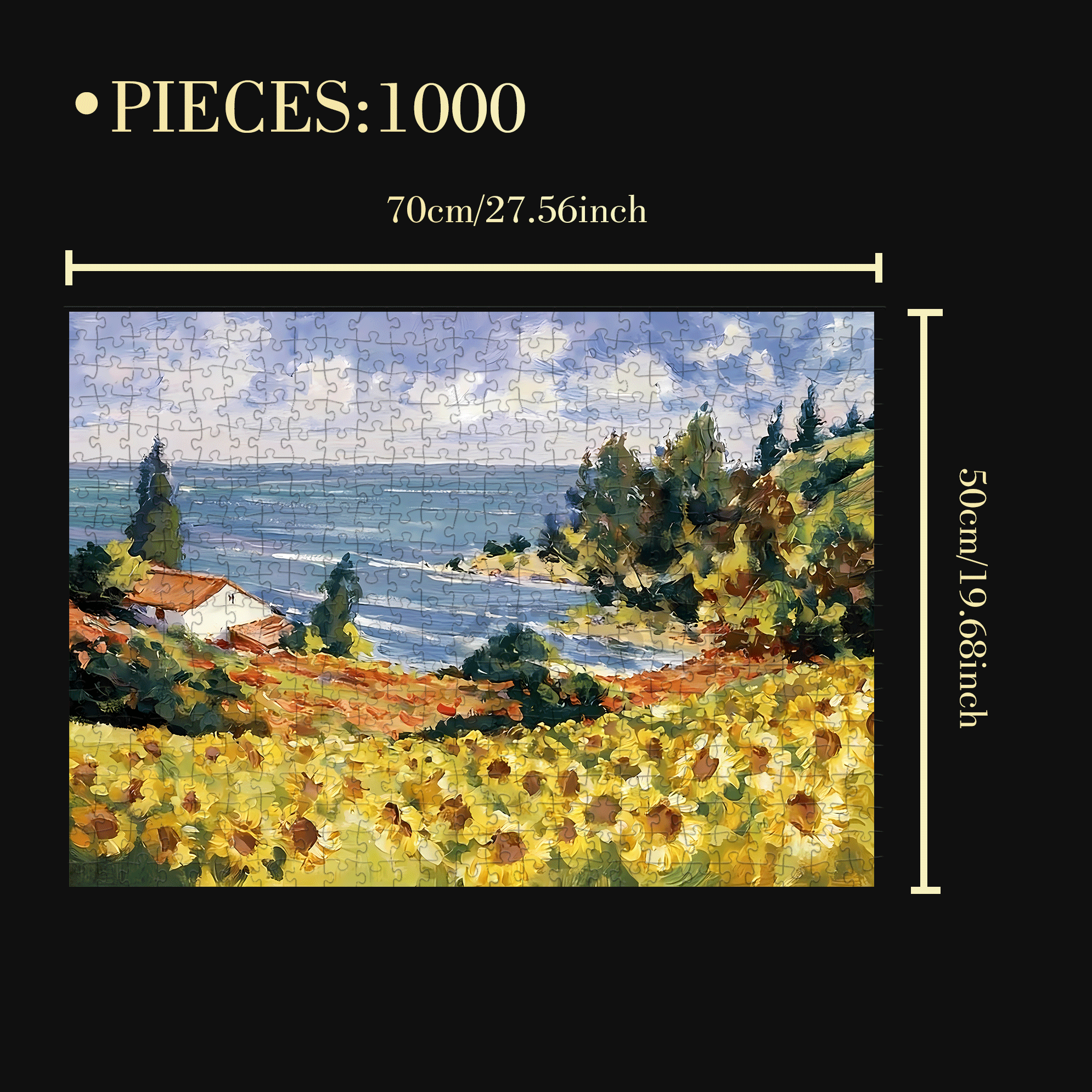 Sunflower Coast 500pcs/1000pcs Jigsaw Puzzle, Scratch-Resistant, Interactive Family Game & Brain-Boosting DIY Decor, Perfect for Halloween, Christmas & New Year Gifts, Family Puzzle Game