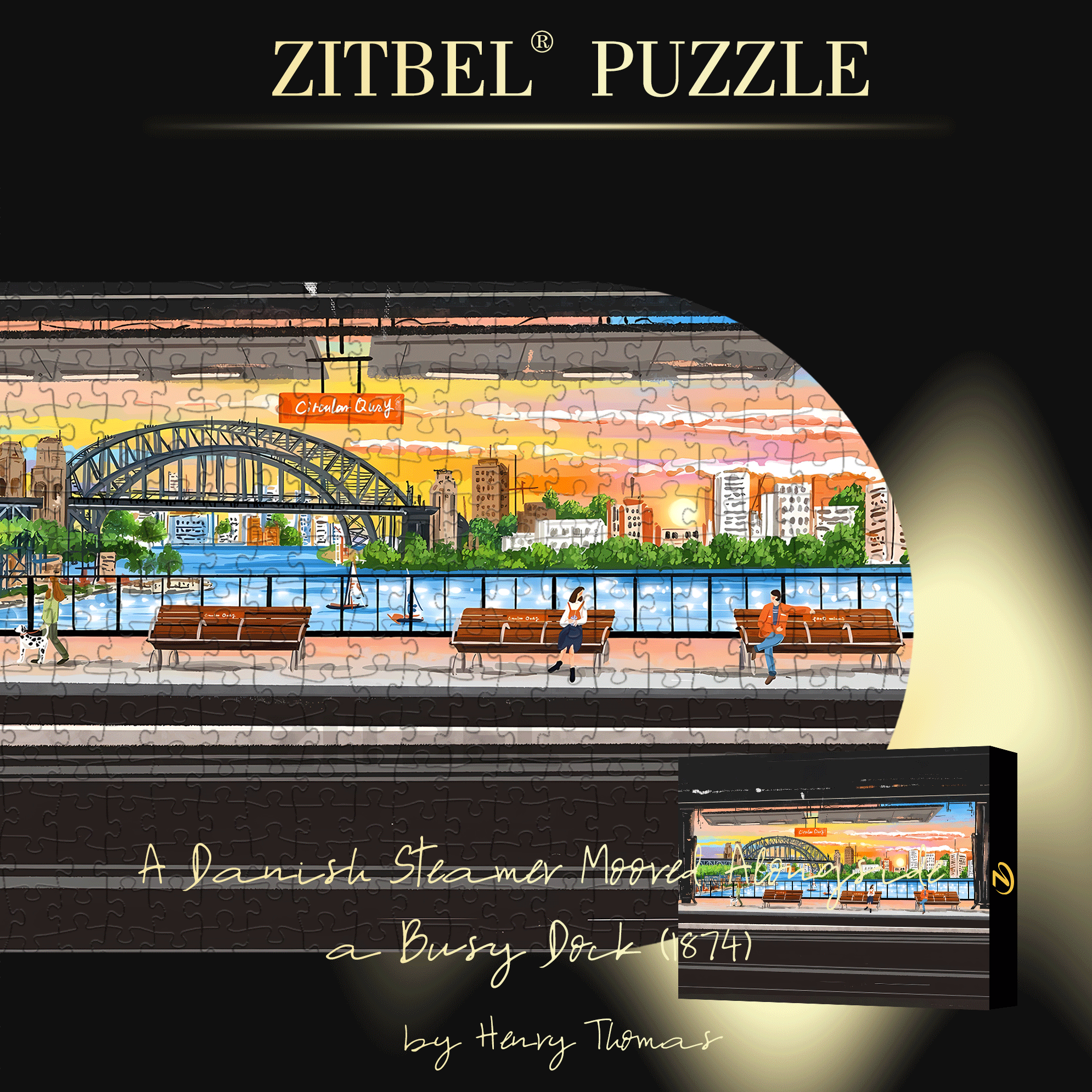 Sunset Platform 500pcs/1000pcs Jigsaw Puzzle, Scratch-Resistant, Interactive Family Game & Brain-Boosting DIY Decor, Perfect for Halloween, Christmas & New Year Gifts, Family Puzzle Game