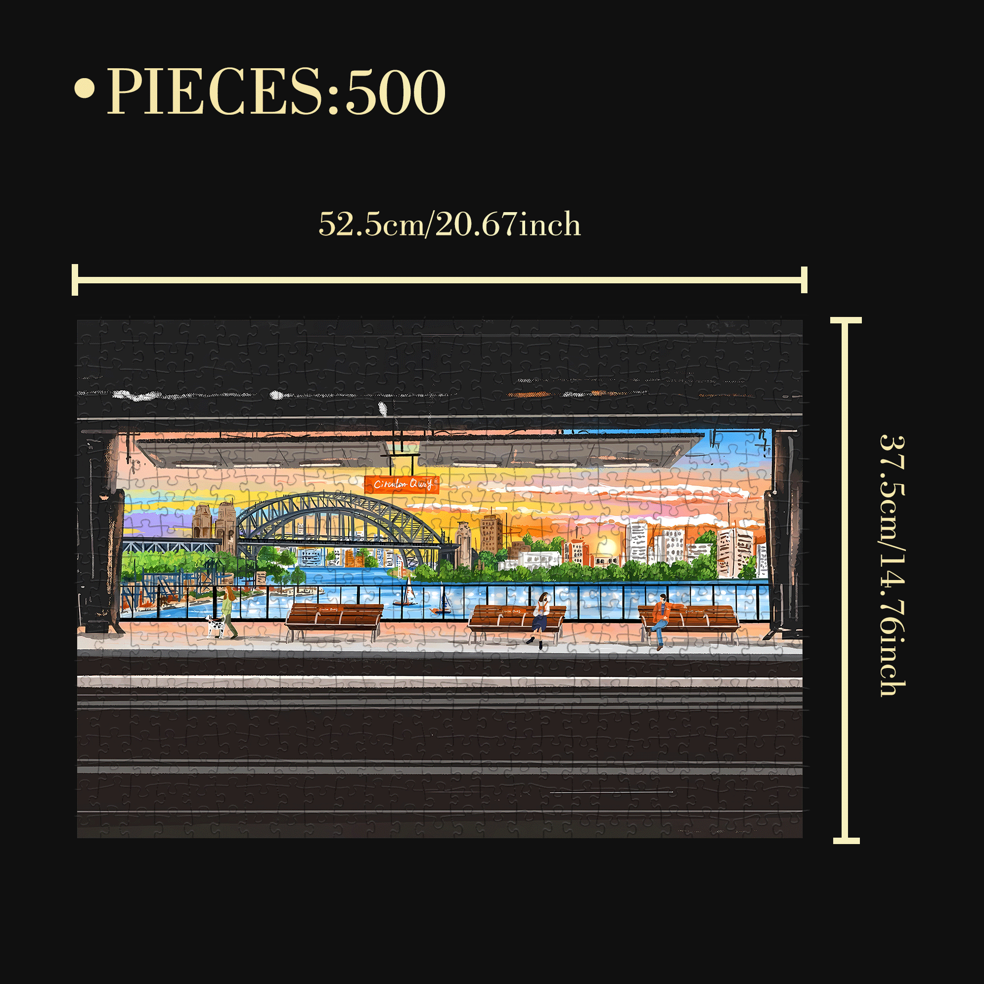 Sunset Platform 500pcs/1000pcs Jigsaw Puzzle, Scratch-Resistant, Interactive Family Game & Brain-Boosting DIY Decor, Perfect for Halloween, Christmas & New Year Gifts, Family Puzzle Game