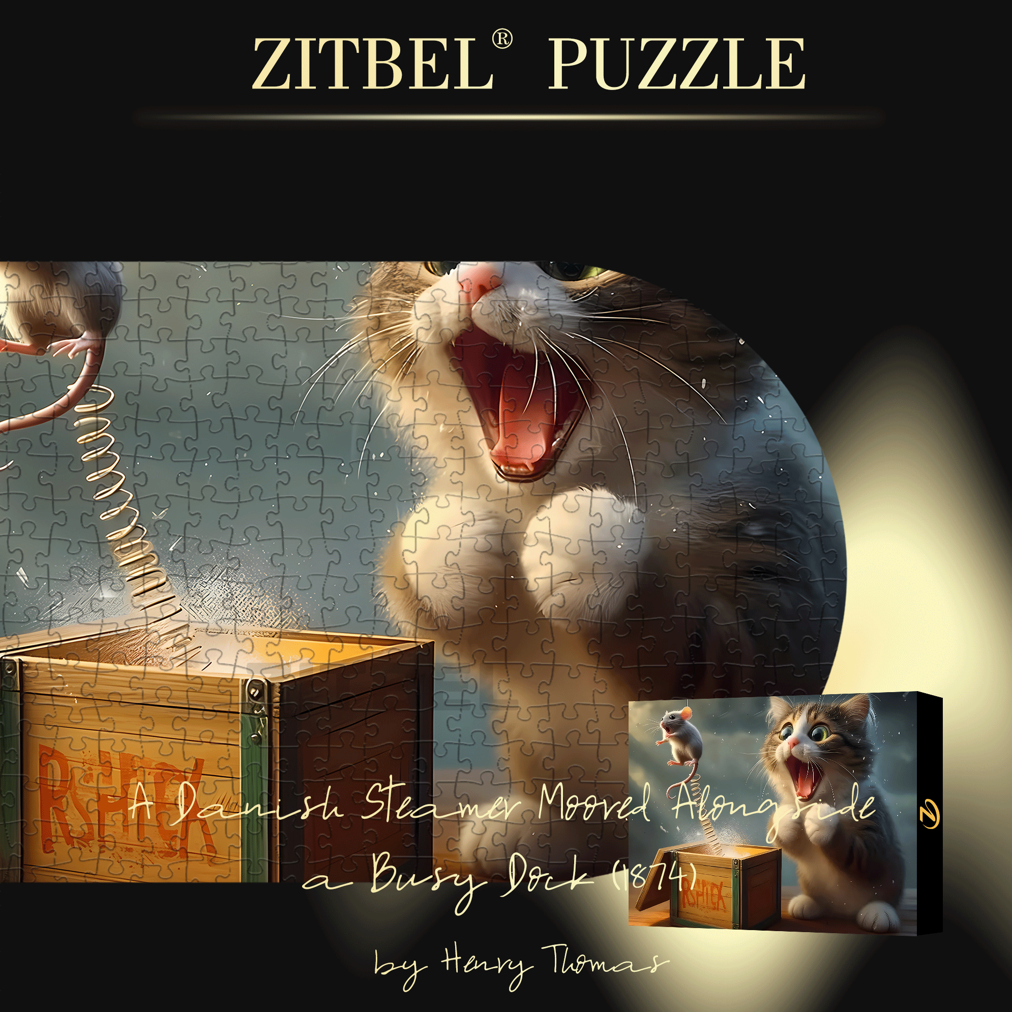 Surprising Cat 500pcs/1000pcs Jigsaw Puzzle, Scratch-Resistant, Interactive Family Game & Brain-Boosting DIY Decor, Perfect for Halloween, Christmas & New Year Gifts, Family Puzzle Game
