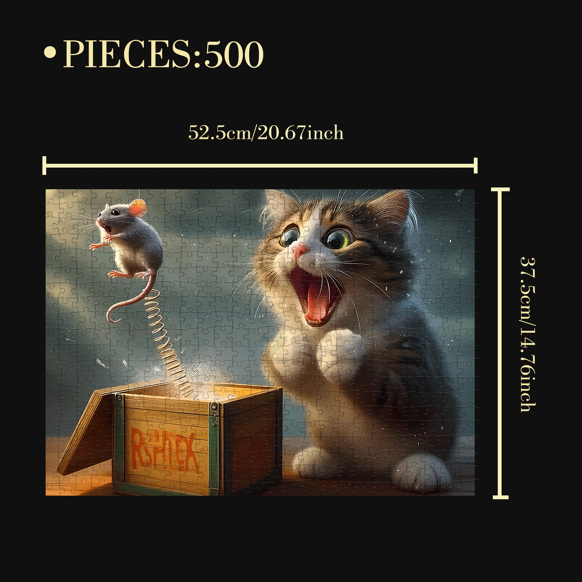 Surprising Cat 500pcs/1000pcs Jigsaw Puzzle, Scratch-Resistant, Interactive Family Game & Brain-Boosting DIY Decor, Perfect for Halloween, Christmas & New Year Gifts, Family Puzzle Game