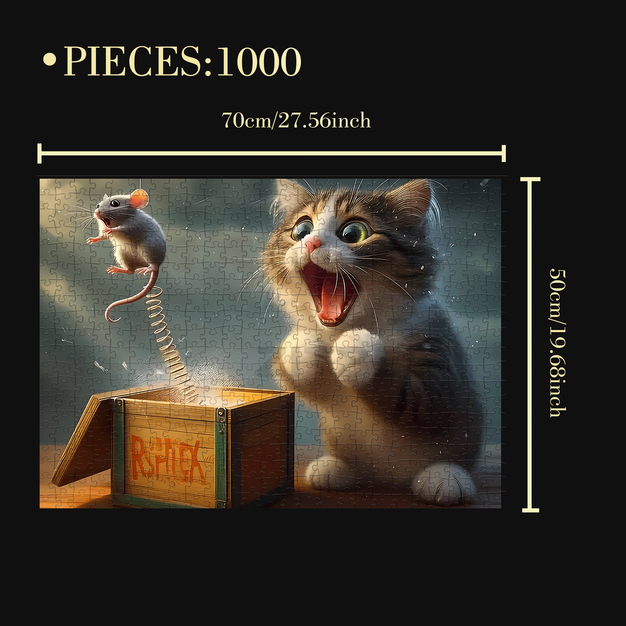 Surprising Cat 500pcs/1000pcs Jigsaw Puzzle, Scratch-Resistant, Interactive Family Game & Brain-Boosting DIY Decor, Perfect for Halloween, Christmas & New Year Gifts, Family Puzzle Game