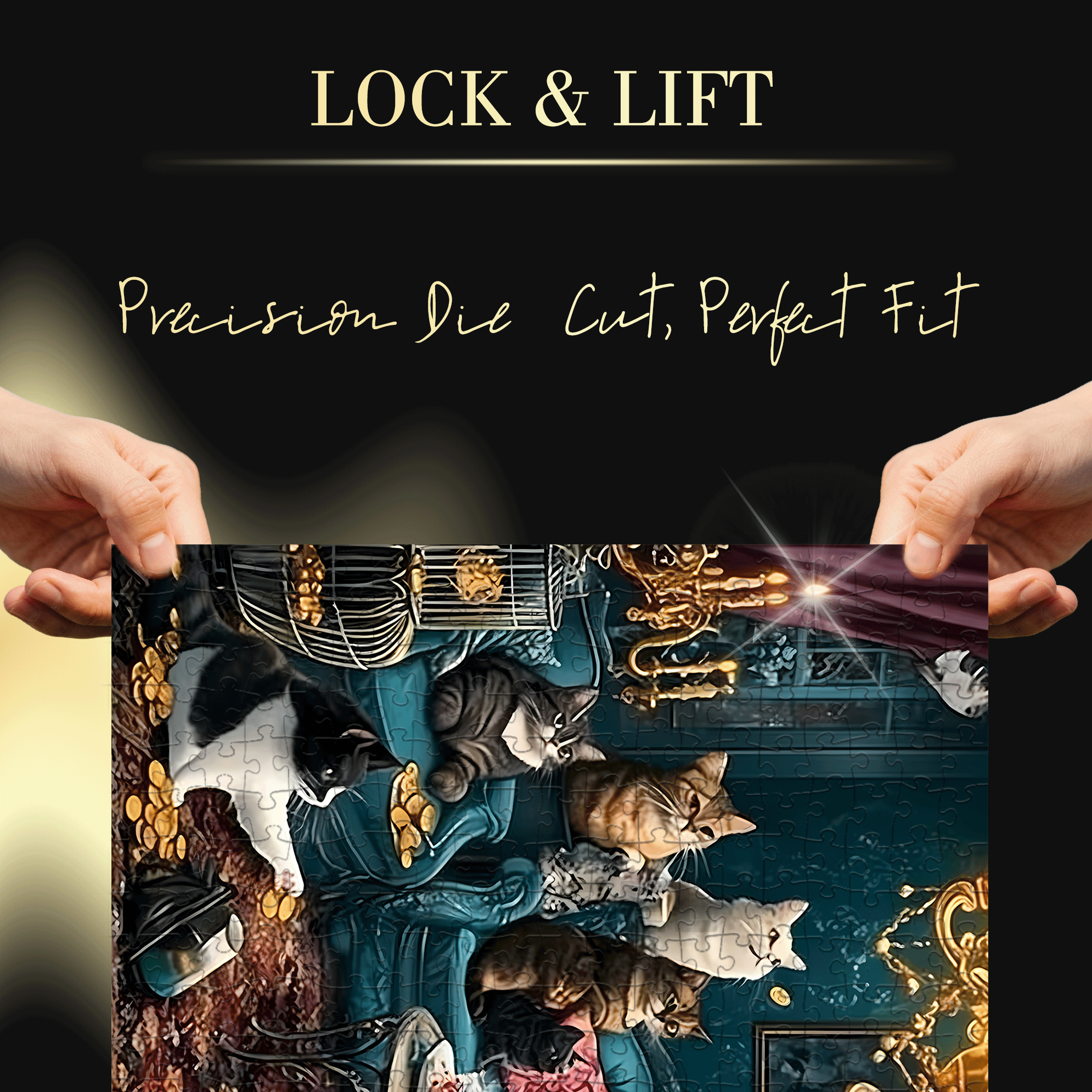 The Cat In The Mansion 500pcs/1000pcs Jigsaw Puzzle, Scratch-Resistant, Interactive Family Game & Brain-Boosting DIY Decor, Perfect for Halloween, Christmas & New Year Gifts, Family Puzzle Game