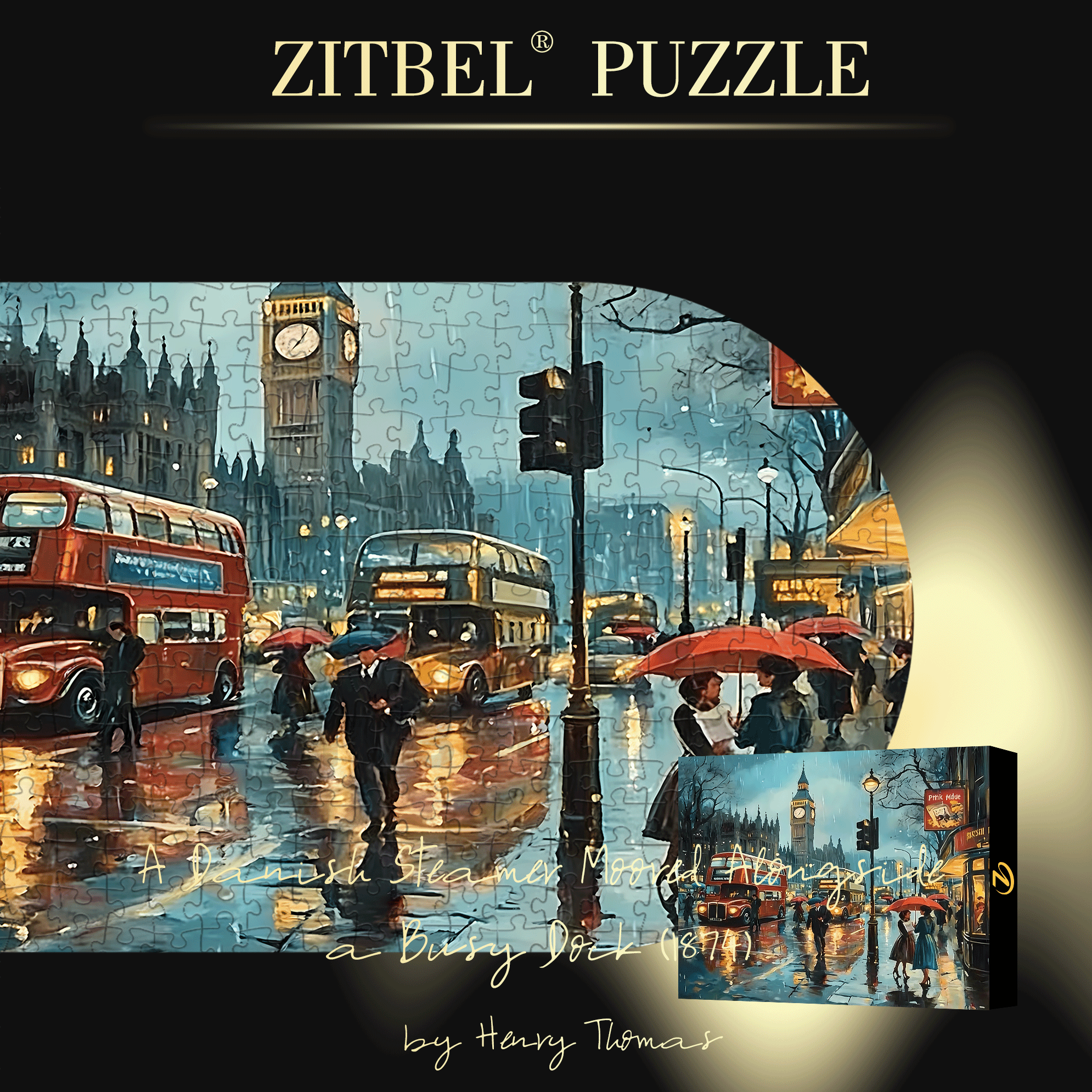 The Hustle And Bustle Of A Rainy Night 500pcs/1000pcs Jigsaw Puzzle, Scratch-Resistant, Interactive Family Game & Brain-Boosting DIY Decor, Perfect for Halloween, Christmas & New Year Gifts, Family Puzzle Game
