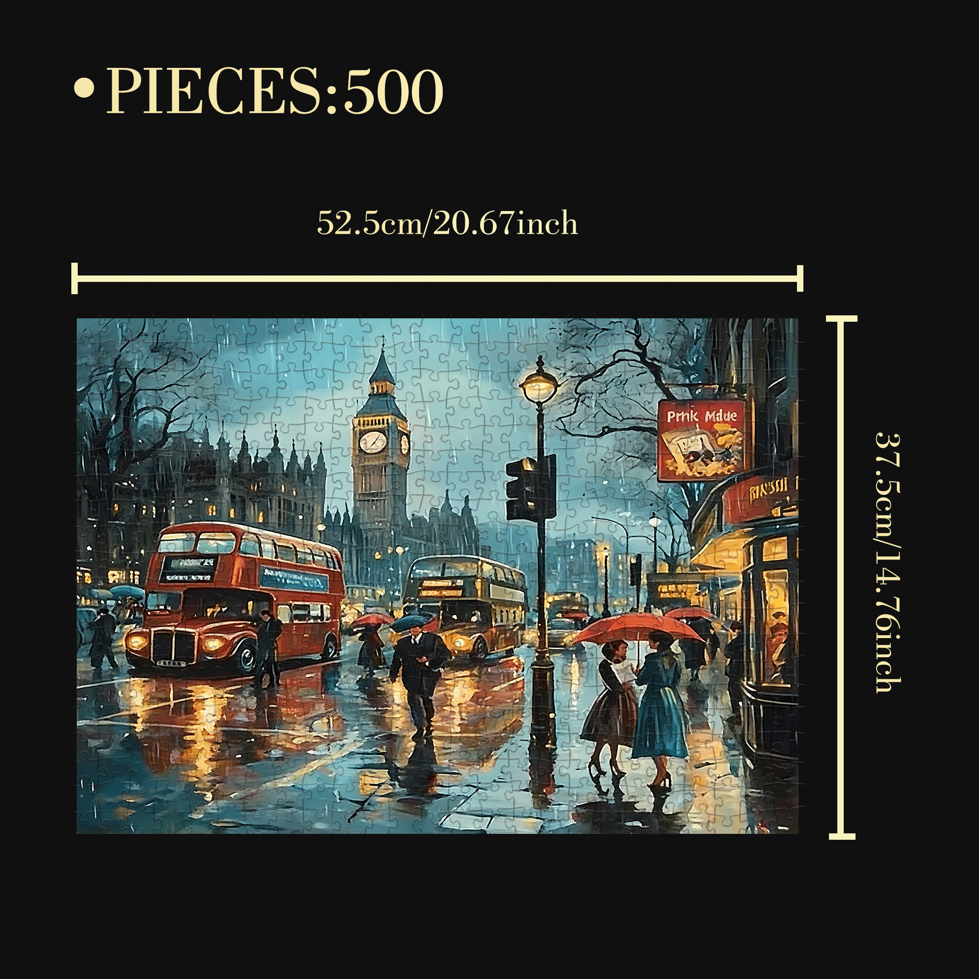 The Hustle And Bustle Of A Rainy Night 500pcs/1000pcs Jigsaw Puzzle, Scratch-Resistant, Interactive Family Game & Brain-Boosting DIY Decor, Perfect for Halloween, Christmas & New Year Gifts, Family Puzzle Game