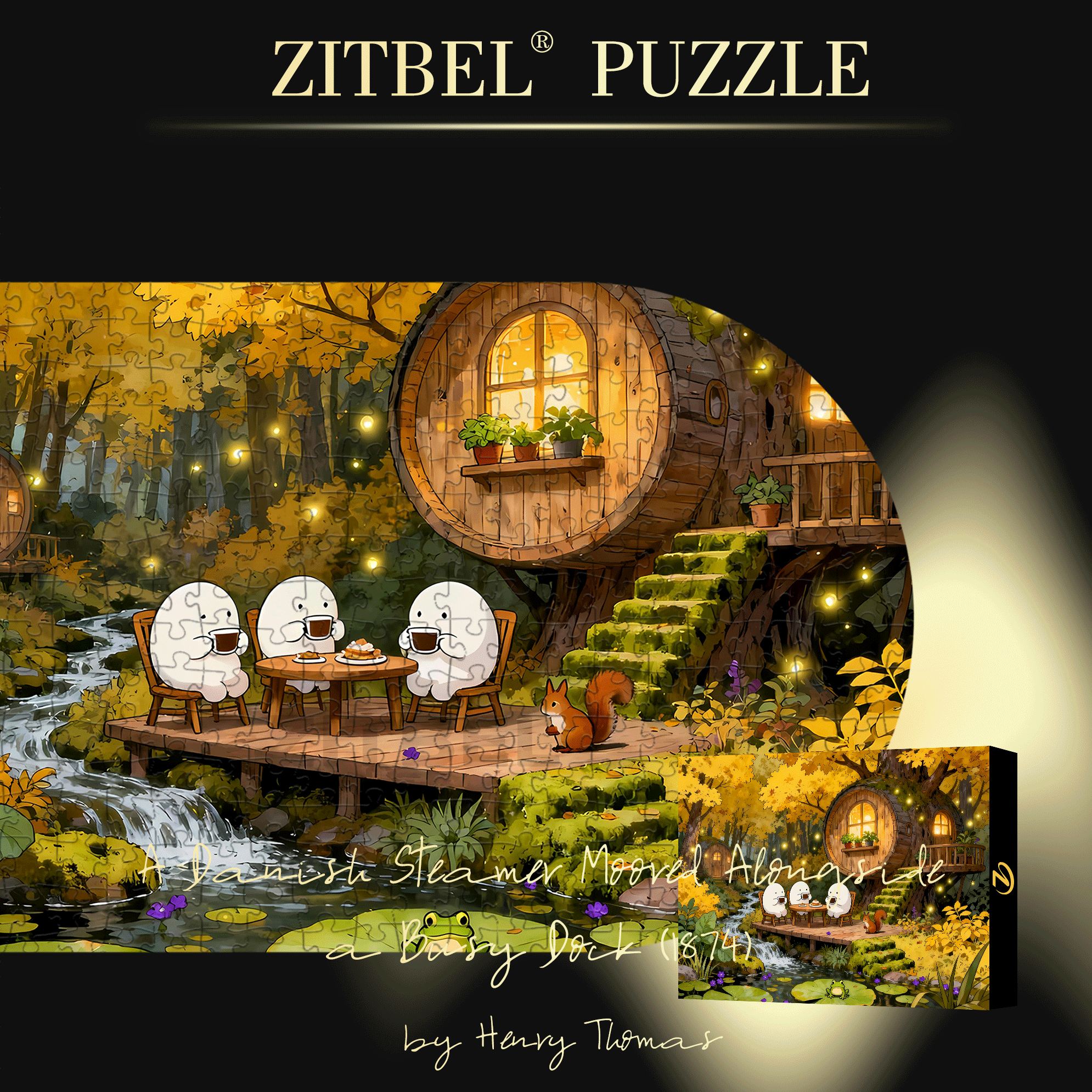 The Little Elves' Afternoon Tea 500pcs/1000pcs Jigsaw Puzzle, Scratch-Resistant, Interactive Family Game & Brain-Boosting DIY Decor, Perfect for Halloween, Christmas & New Year Gifts, Family Puzzle Game