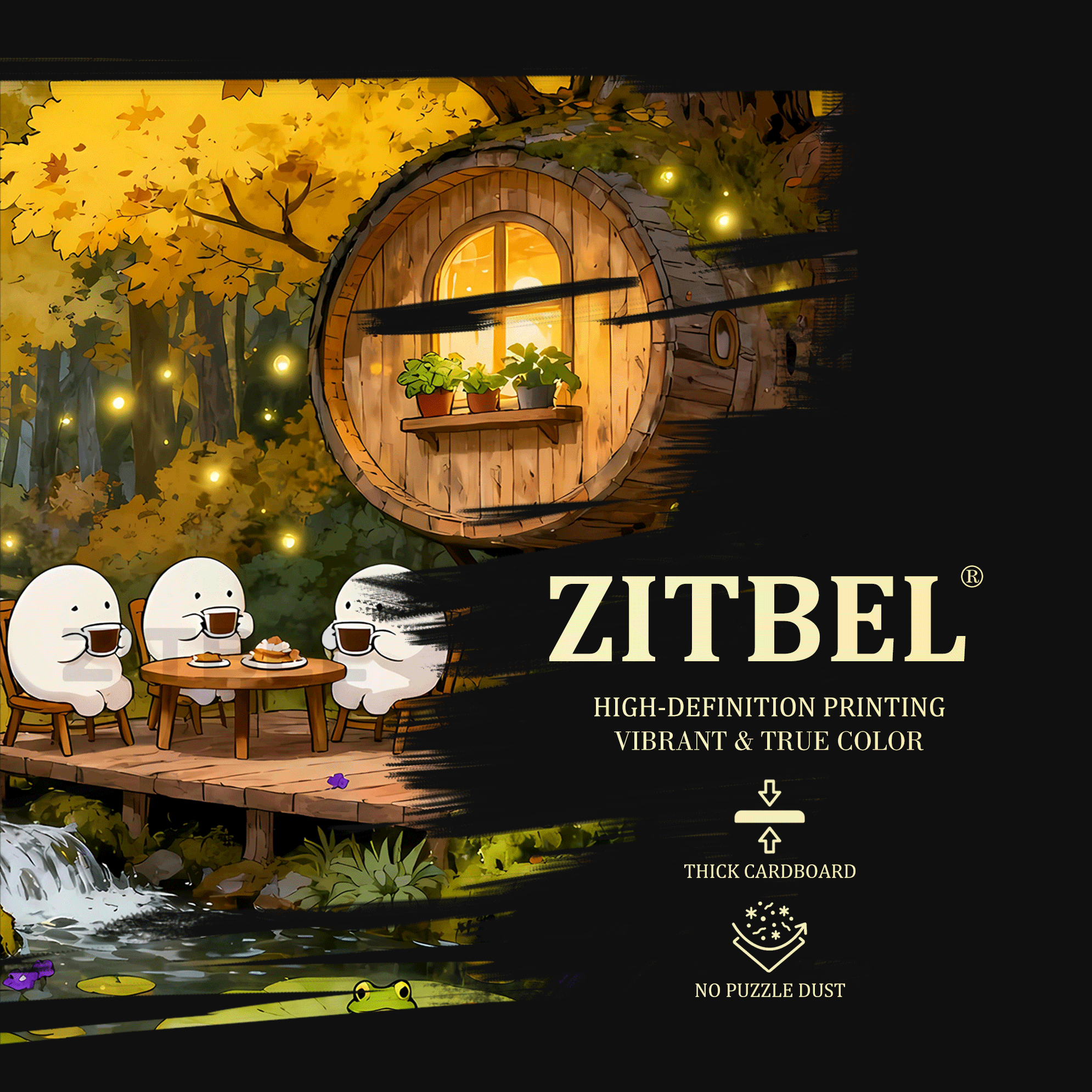 The Little Elves' Afternoon Tea 500pcs/1000pcs Jigsaw Puzzle, Scratch-Resistant, Interactive Family Game & Brain-Boosting DIY Decor, Perfect for Halloween, Christmas & New Year Gifts, Family Puzzle Game