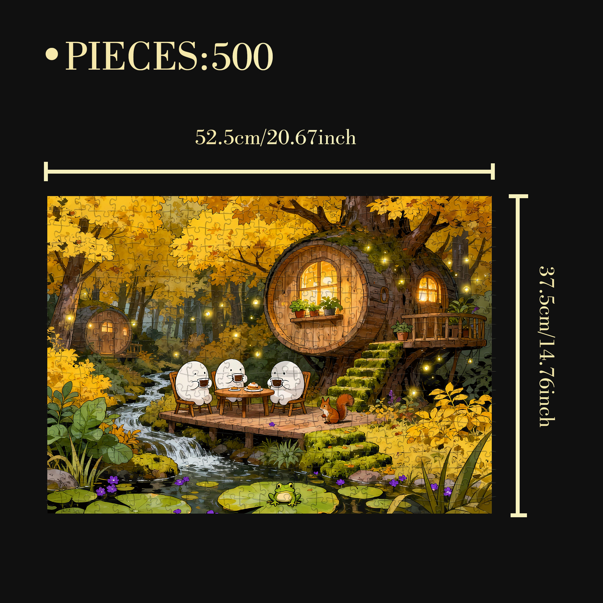 The Little Elves' Afternoon Tea 500pcs/1000pcs Jigsaw Puzzle, Scratch-Resistant, Interactive Family Game & Brain-Boosting DIY Decor, Perfect for Halloween, Christmas & New Year Gifts, Family Puzzle Game