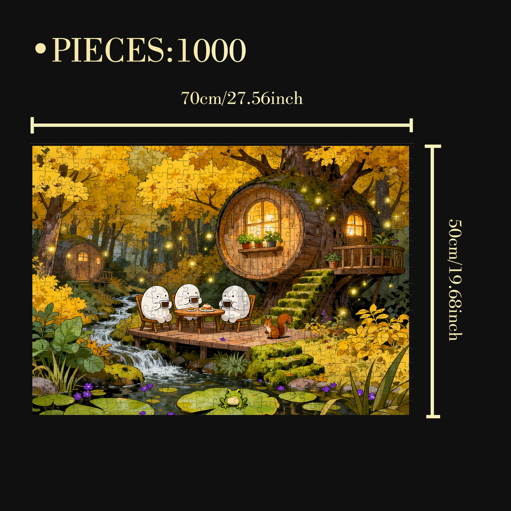The Little Elves' Afternoon Tea 500pcs/1000pcs Jigsaw Puzzle, Scratch-Resistant, Interactive Family Game & Brain-Boosting DIY Decor, Perfect for Halloween, Christmas & New Year Gifts, Family Puzzle Game