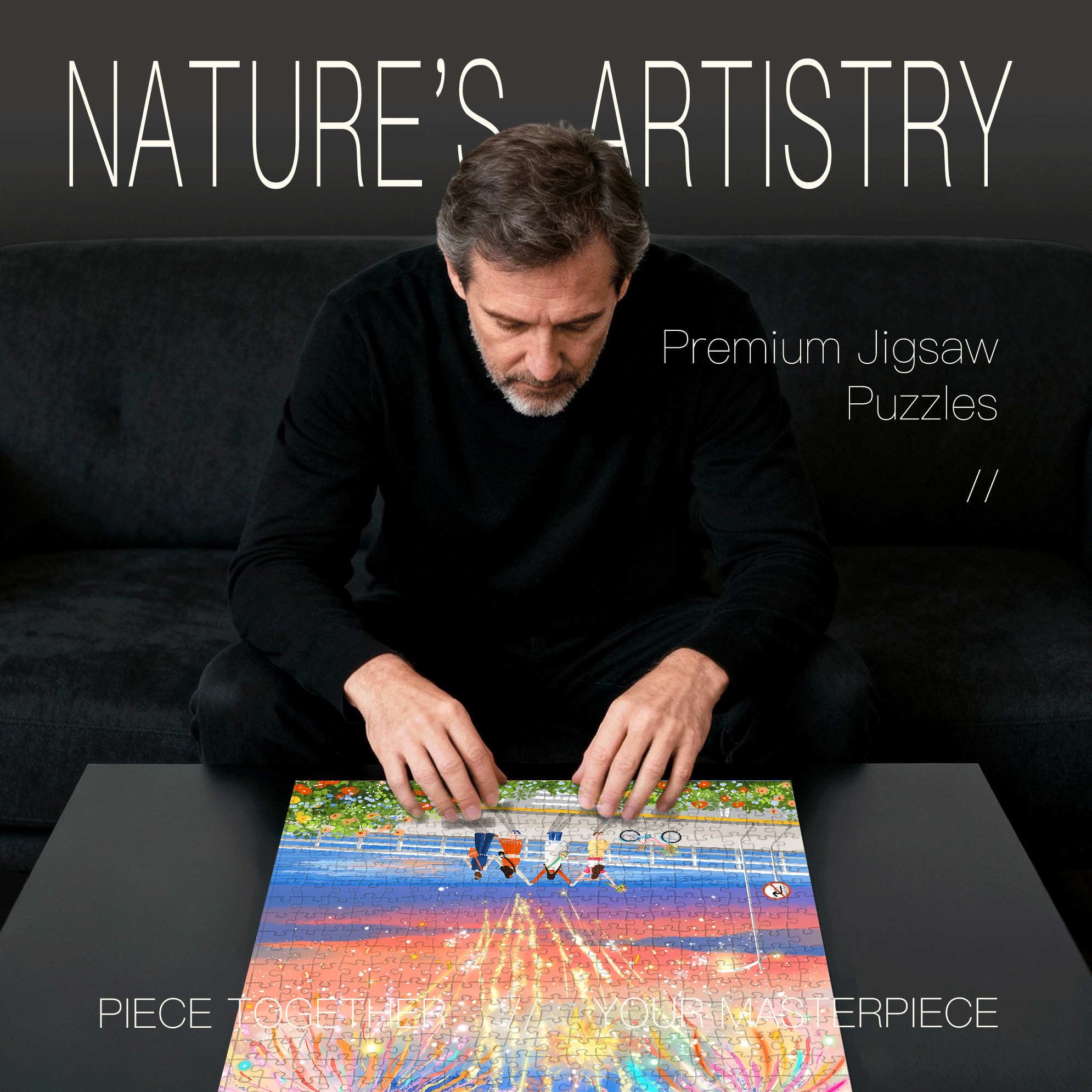 4 In Love 500pcs/1000pcs Jigsaw Puzzle, Scratch-Resistant, Interactive Family Game & Brain-Boosting DIY Decor, Perfect for Halloween, Christmas & New Year Gifts, Family Puzzle Game