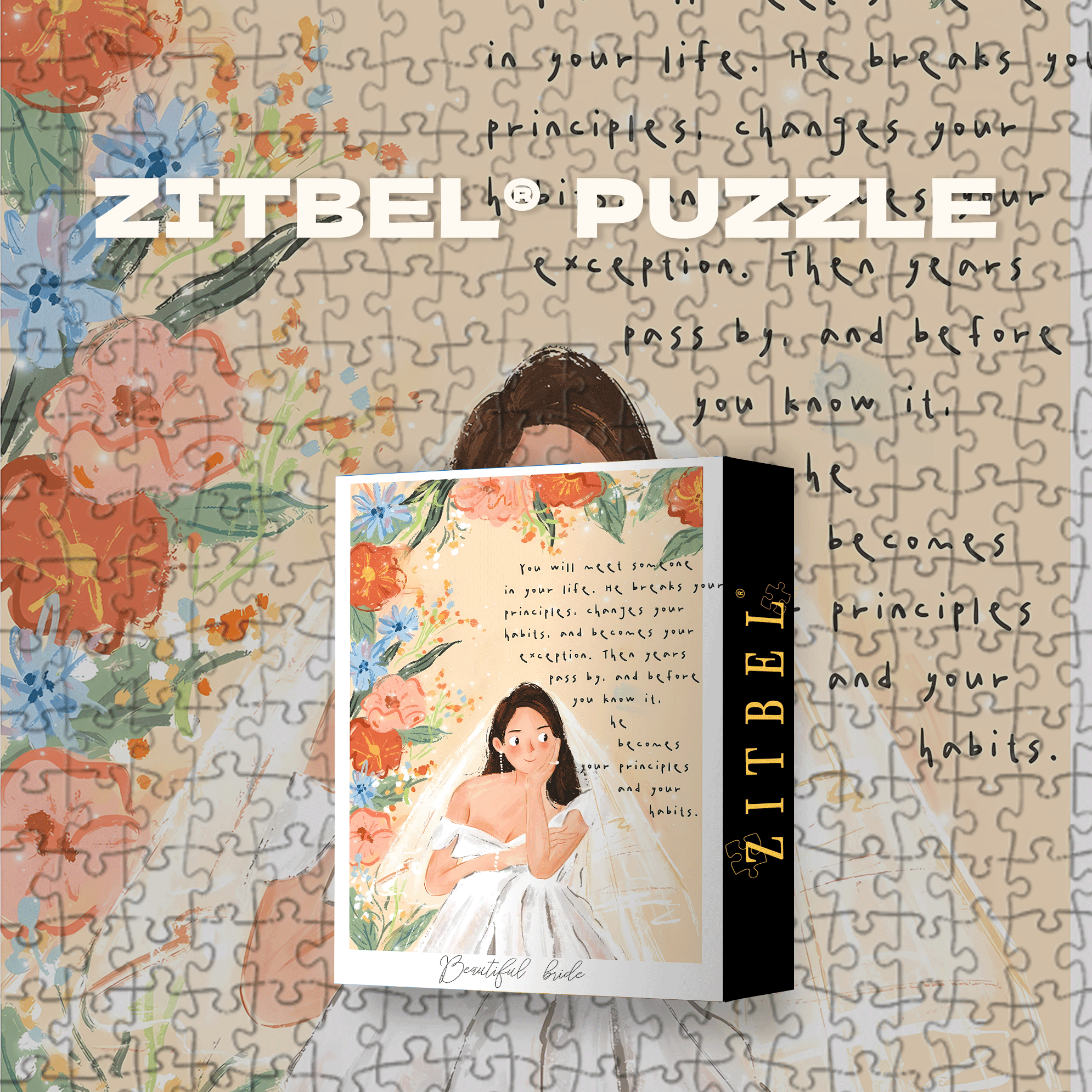 A Beautiful Bride 500pcs/1000pcs Jigsaw Puzzle, Scratch-Resistant, Interactive Family Game & Brain-Boosting DIY Decor, Perfect for Halloween, Christmas & New Year Gifts, Family Puzzle Game