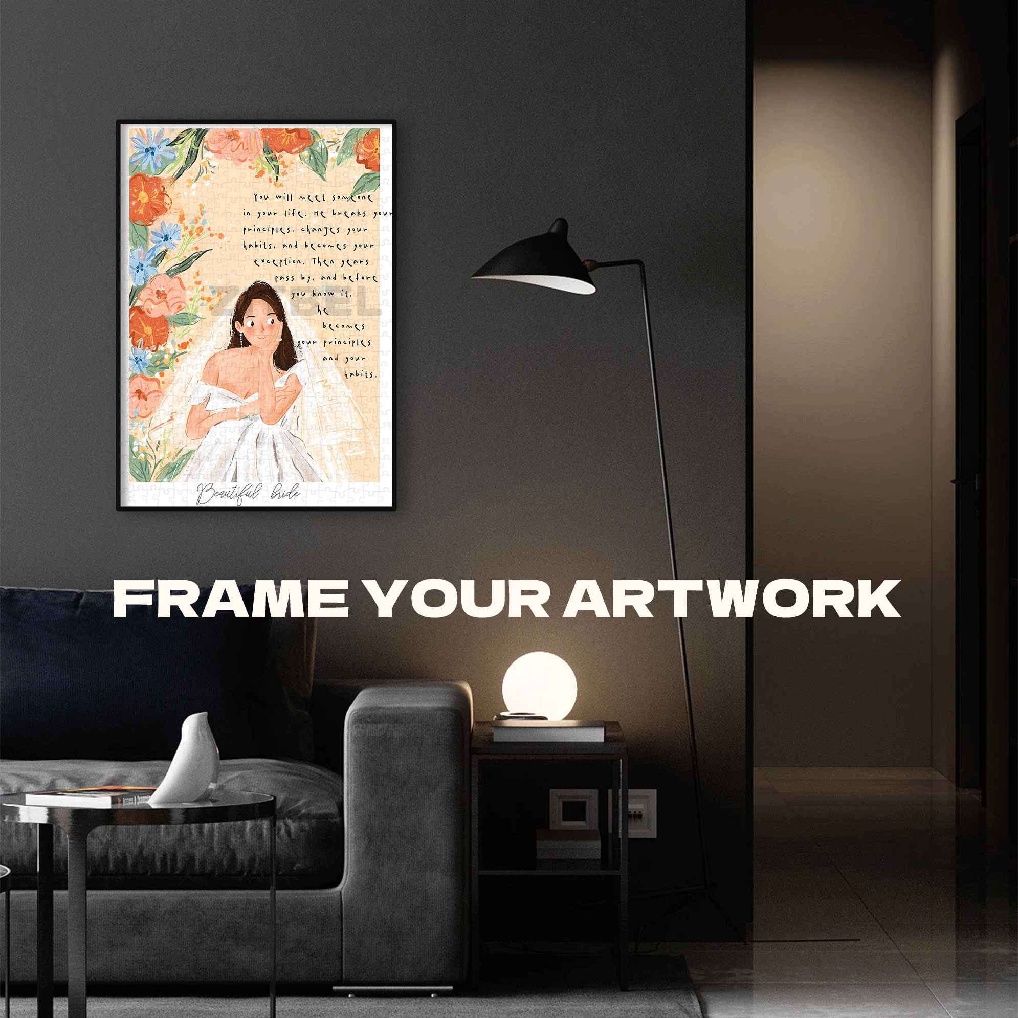 A Beautiful Bride 500pcs/1000pcs Jigsaw Puzzle, Scratch-Resistant, Interactive Family Game & Brain-Boosting DIY Decor, Perfect for Halloween, Christmas & New Year Gifts, Family Puzzle Game