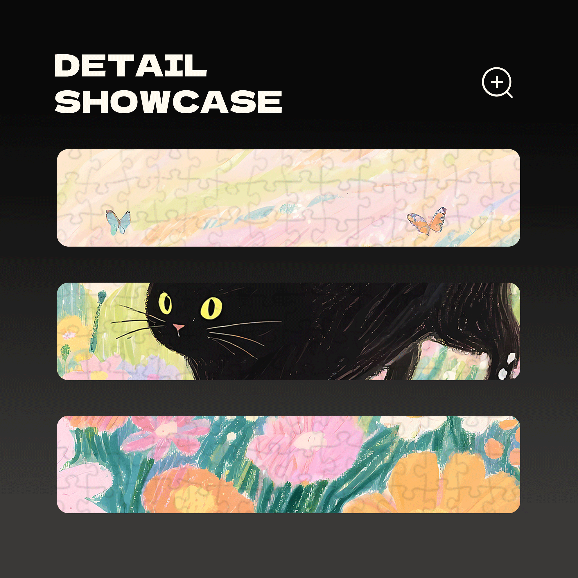 A Black Cat Chasing A bButterfly 500pcs/1000pcs Jigsaw Puzzle, Scratch-Resistant, Interactive Family Game & Brain-Boosting DIY Decor, Perfect for Halloween, Christmas & New Year Gifts, Family Puzzle Game