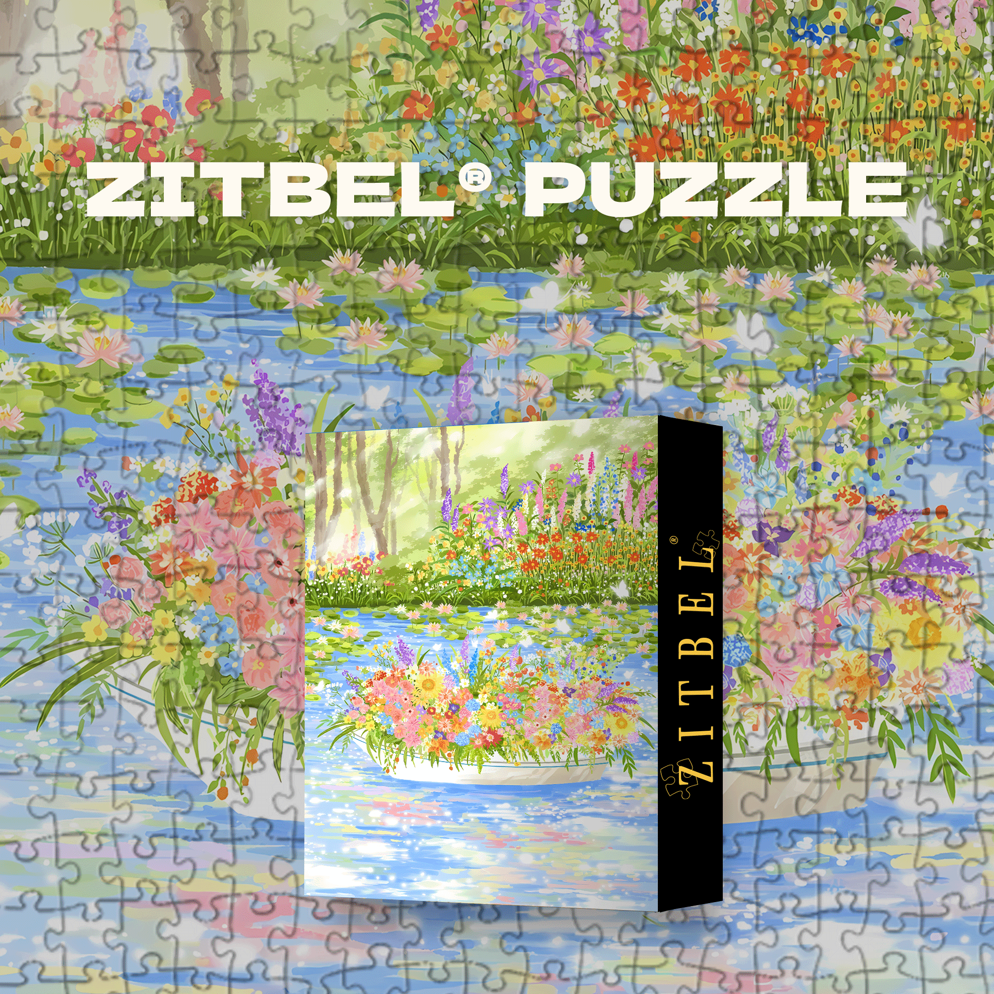 A Boat Full Of Flowers 500pcs/1000pcs Jigsaw Puzzle, Scratch-Resistant, Interactive Family Game & Brain-Boosting DIY Decor, Perfect for Halloween, Christmas & New Year Gifts, Family Puzzle Game