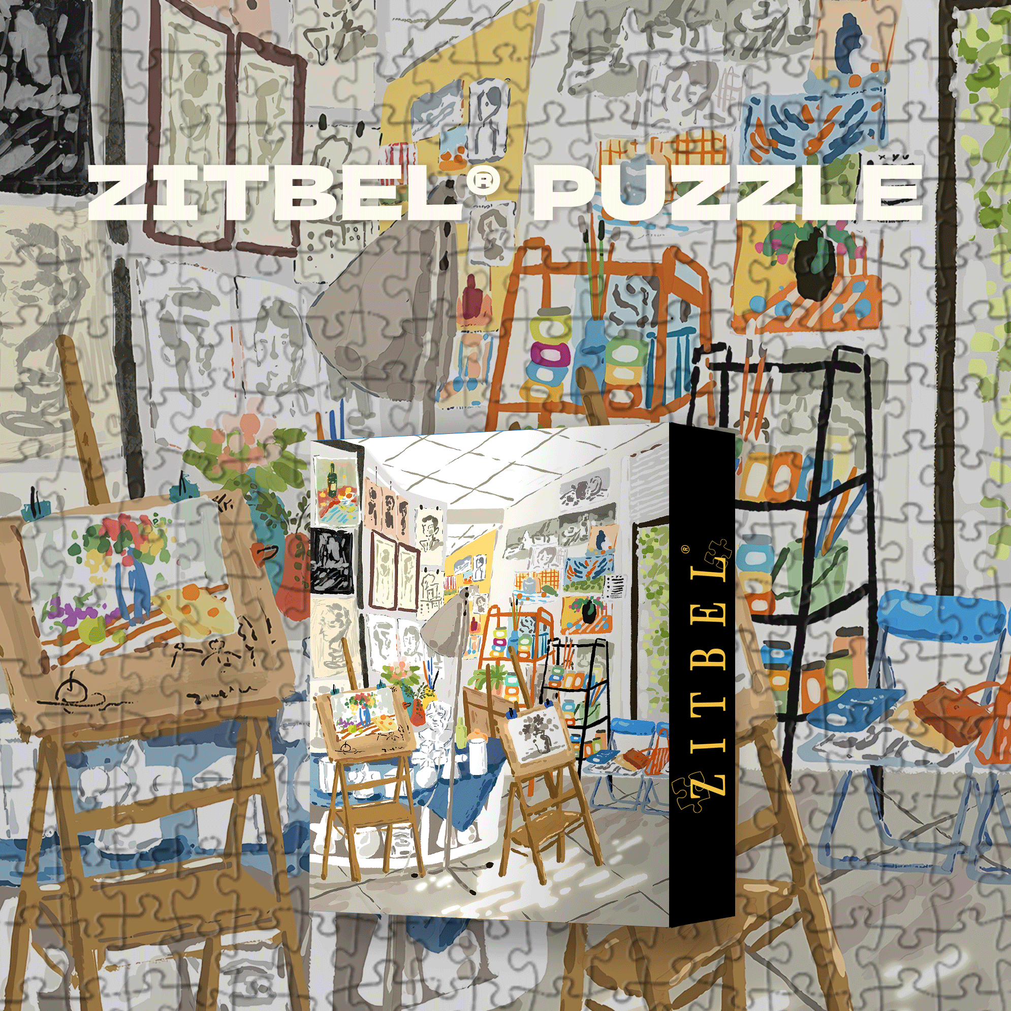 A Corner Of The Art Studio 500pcs/1000pcs Jigsaw Puzzle, Scratch-Resistant, Interactive Family Game & Brain-Boosting DIY Decor, Perfect for Halloween, Christmas & New Year Gifts, Family Puzzle Game