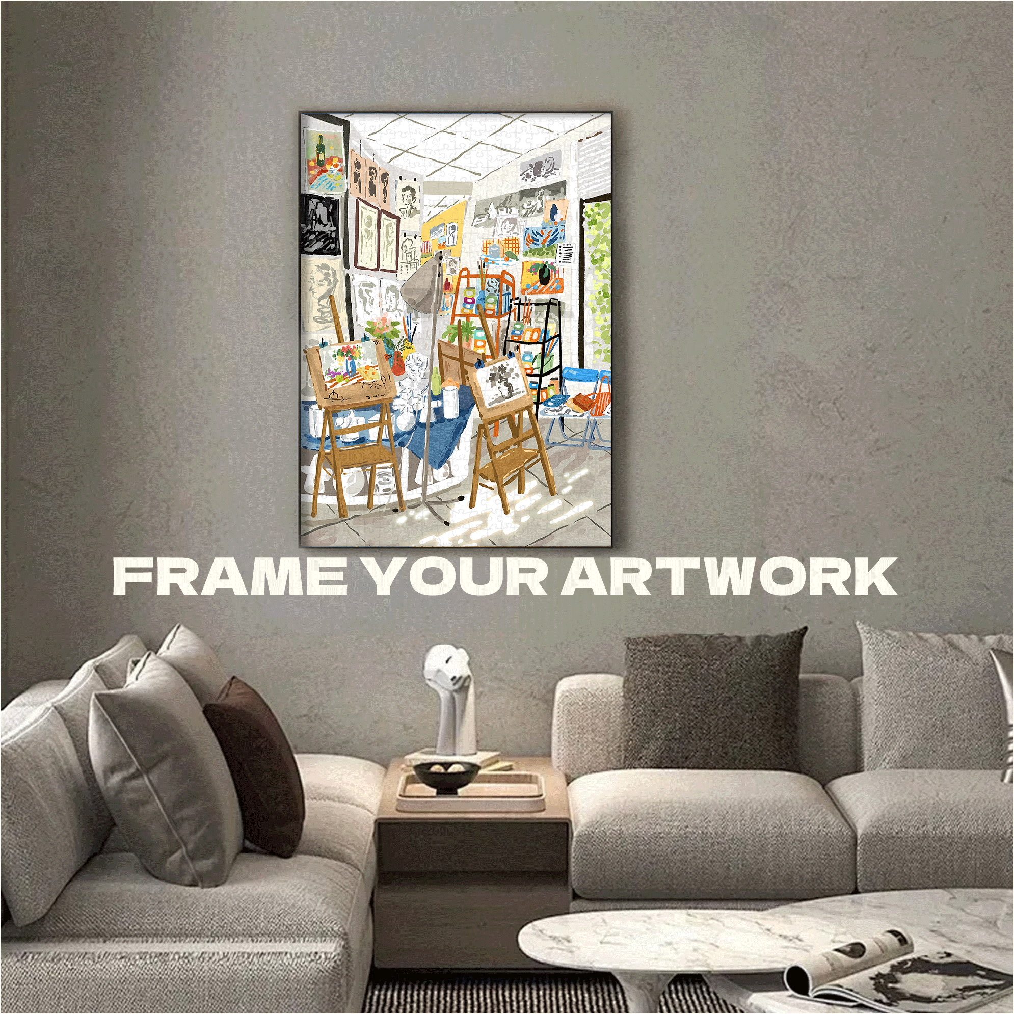 A Corner Of The Art Studio 500pcs/1000pcs Jigsaw Puzzle, Scratch-Resistant, Interactive Family Game & Brain-Boosting DIY Decor, Perfect for Halloween, Christmas & New Year Gifts, Family Puzzle Game