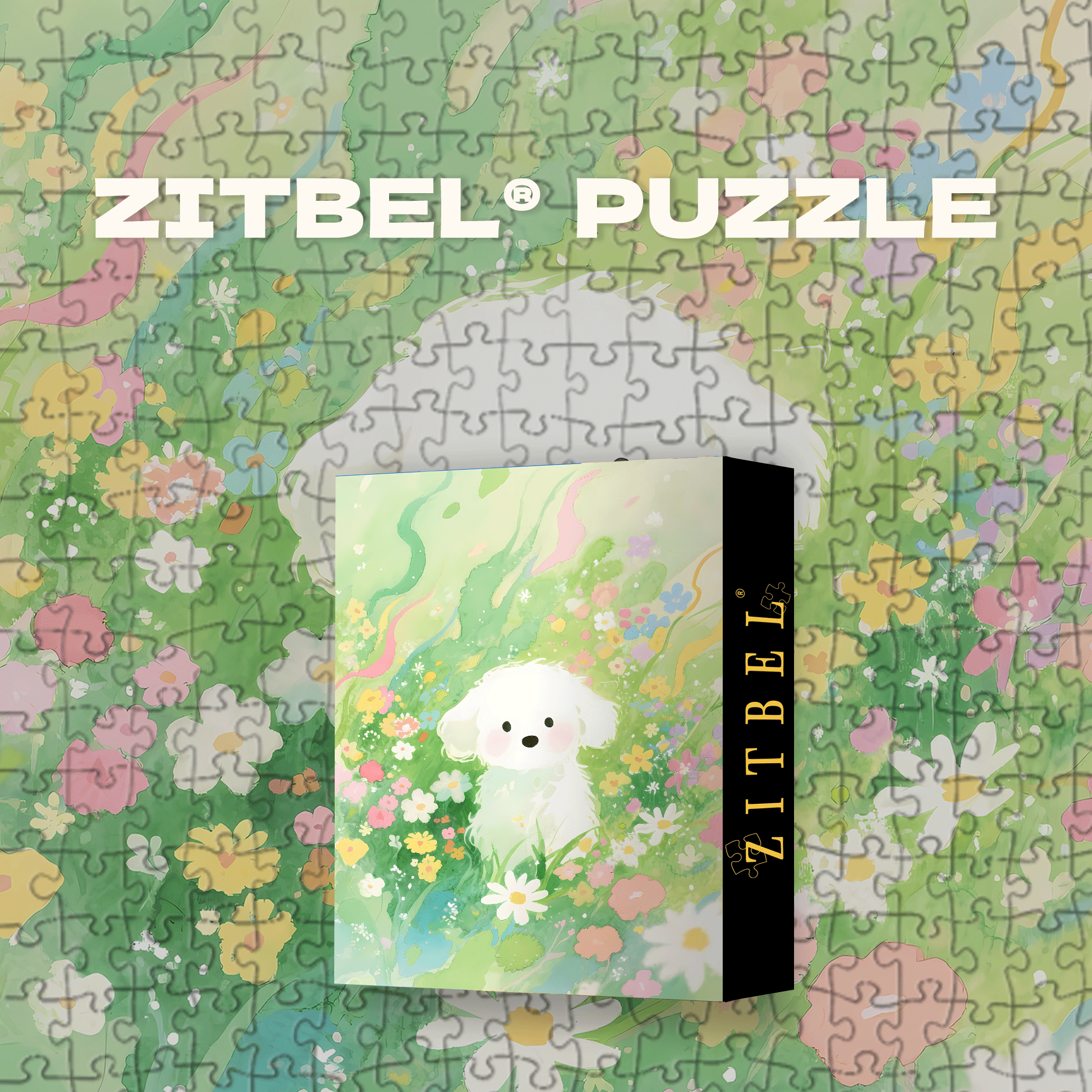 A Marshmallow Puppy In The Spring 500pcs/1000pcs Jigsaw Puzzle, Scratch-Resistant, Interactive Family Game & Brain-Boosting DIY Decor, Perfect for Halloween, Christmas & New Year Gifts, Family Puzzle Game