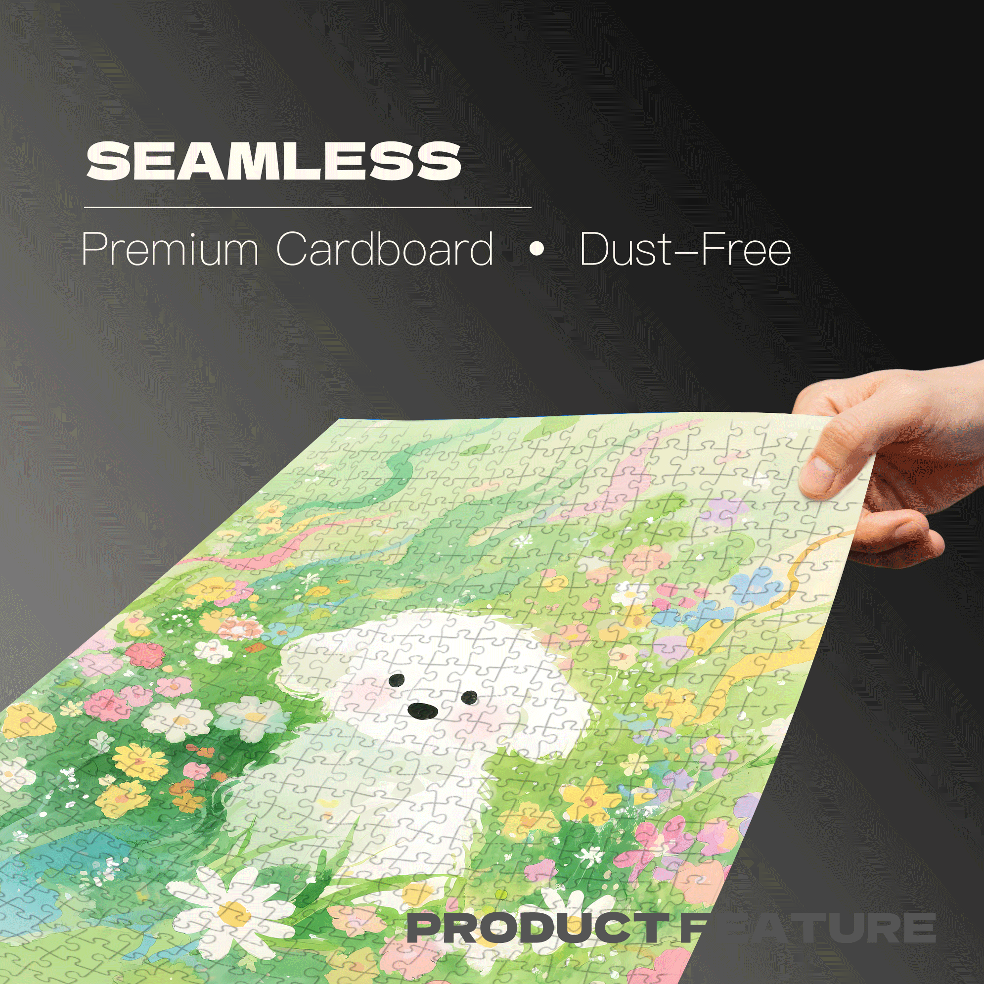 A Marshmallow Puppy In The Spring 500pcs/1000pcs Jigsaw Puzzle, Scratch-Resistant, Interactive Family Game & Brain-Boosting DIY Decor, Perfect for Halloween, Christmas & New Year Gifts, Family Puzzle Game