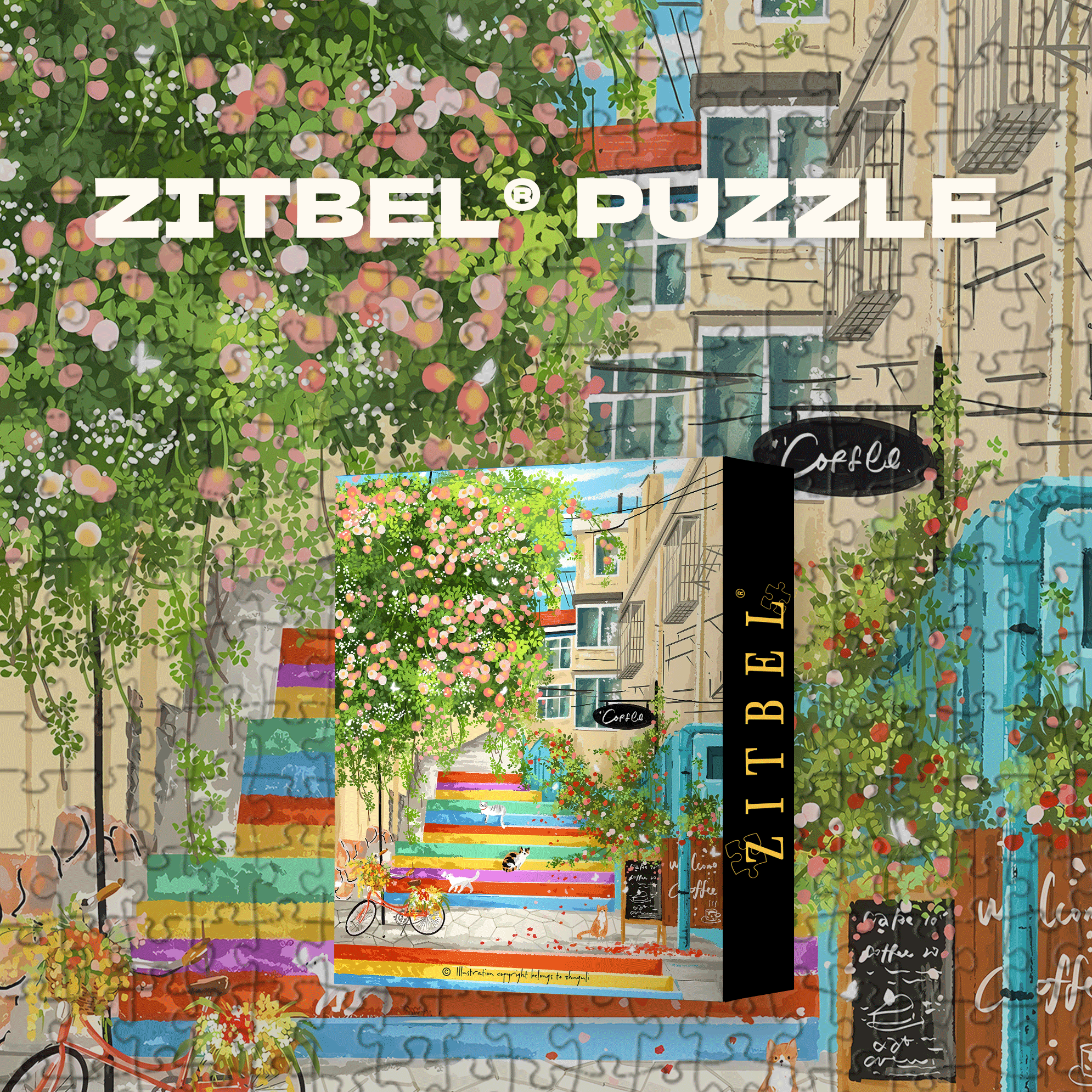 A Rainbow Staircase In The Sunlight 500pcs/1000pcs Jigsaw Puzzle, Scratch-Resistant, Interactive Family Game & Brain-Boosting DIY Decor, Perfect for Halloween, Christmas & New Year Gifts, Family Puzzle Game