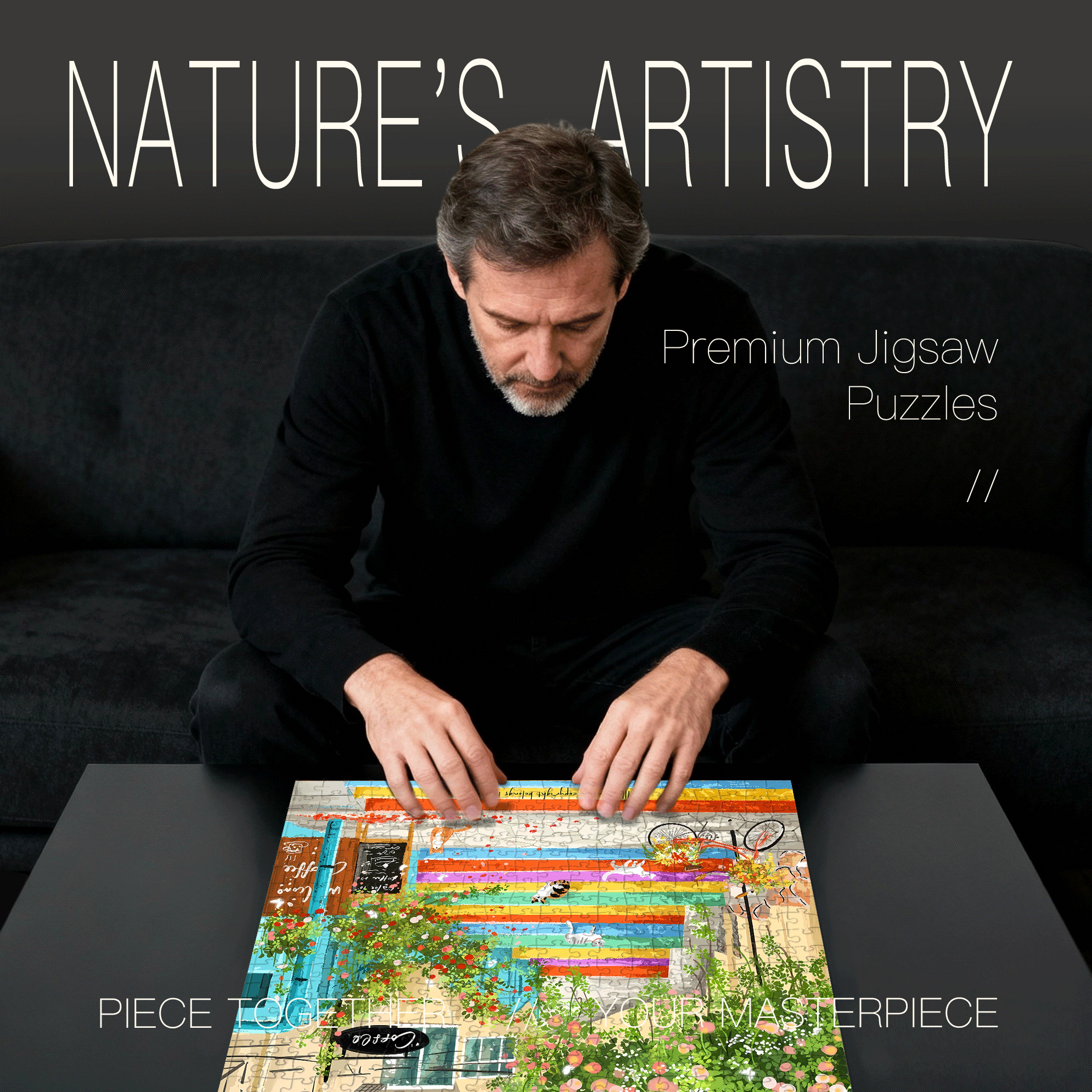 A Rainbow Staircase In The Sunlight 500pcs/1000pcs Jigsaw Puzzle, Scratch-Resistant, Interactive Family Game & Brain-Boosting DIY Decor, Perfect for Halloween, Christmas & New Year Gifts, Family Puzzle Game