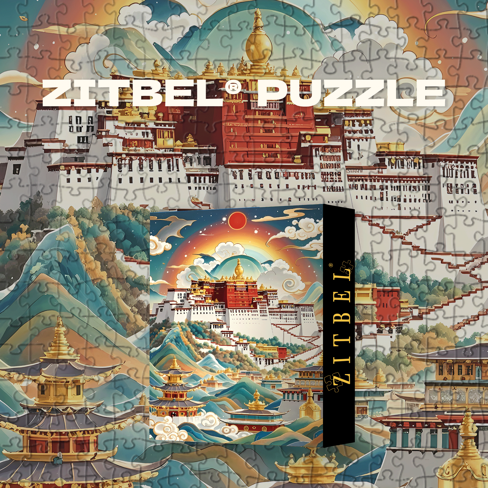 A Trip To Lhasa 500pcs/1000pcs Jigsaw Puzzle, Scratch-Resistant, Interactive Family Game & Brain-Boosting DIY Decor, Perfect for Halloween, Christmas & New Year Gifts, Family Puzzle Game