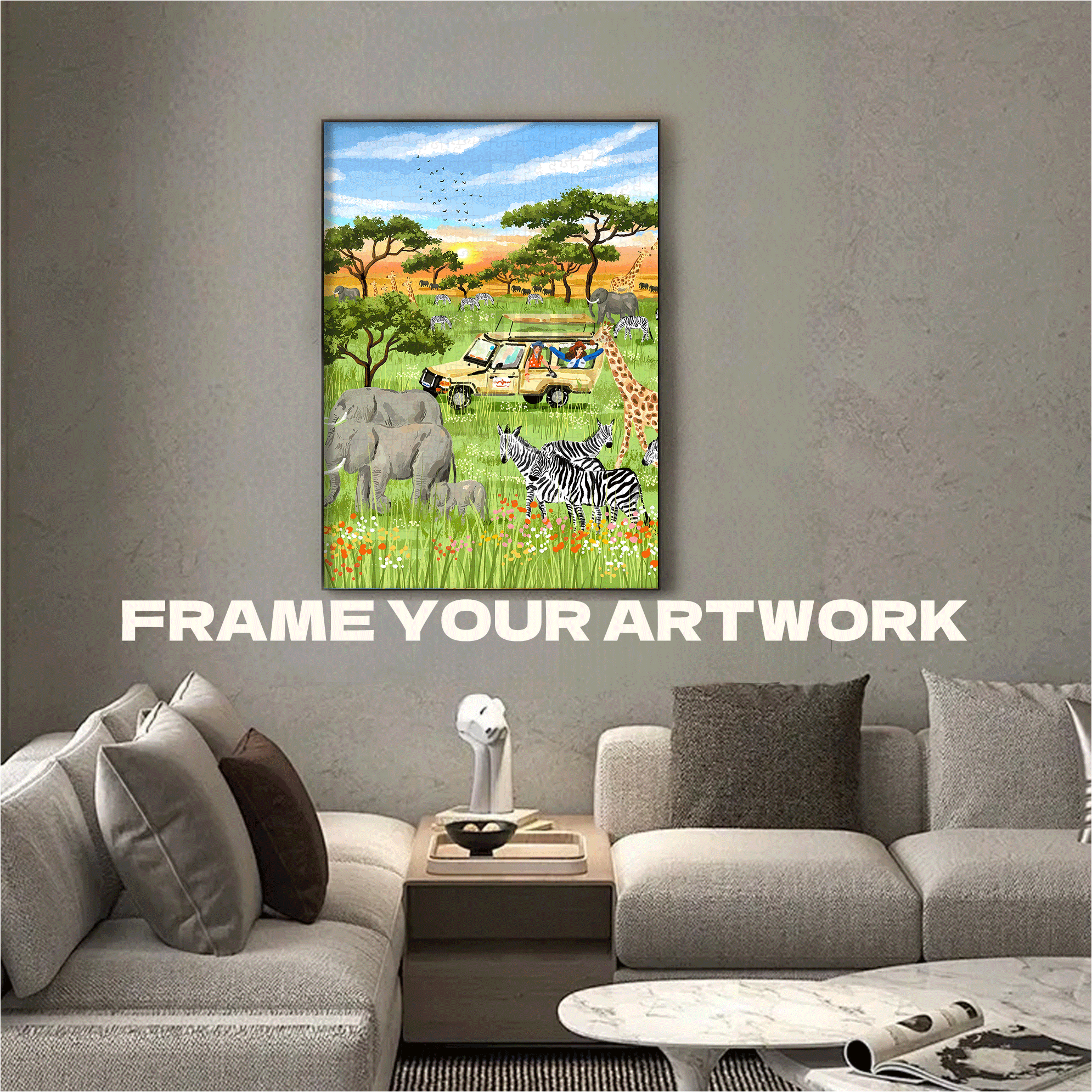 A Trip To South Africa 500pcs/1000pcs Jigsaw Puzzle, Scratch-Resistant, Interactive Family Game & Brain-Boosting DIY Decor, Perfect for Halloween, Christmas & New Year Gifts, Family Puzzle Game