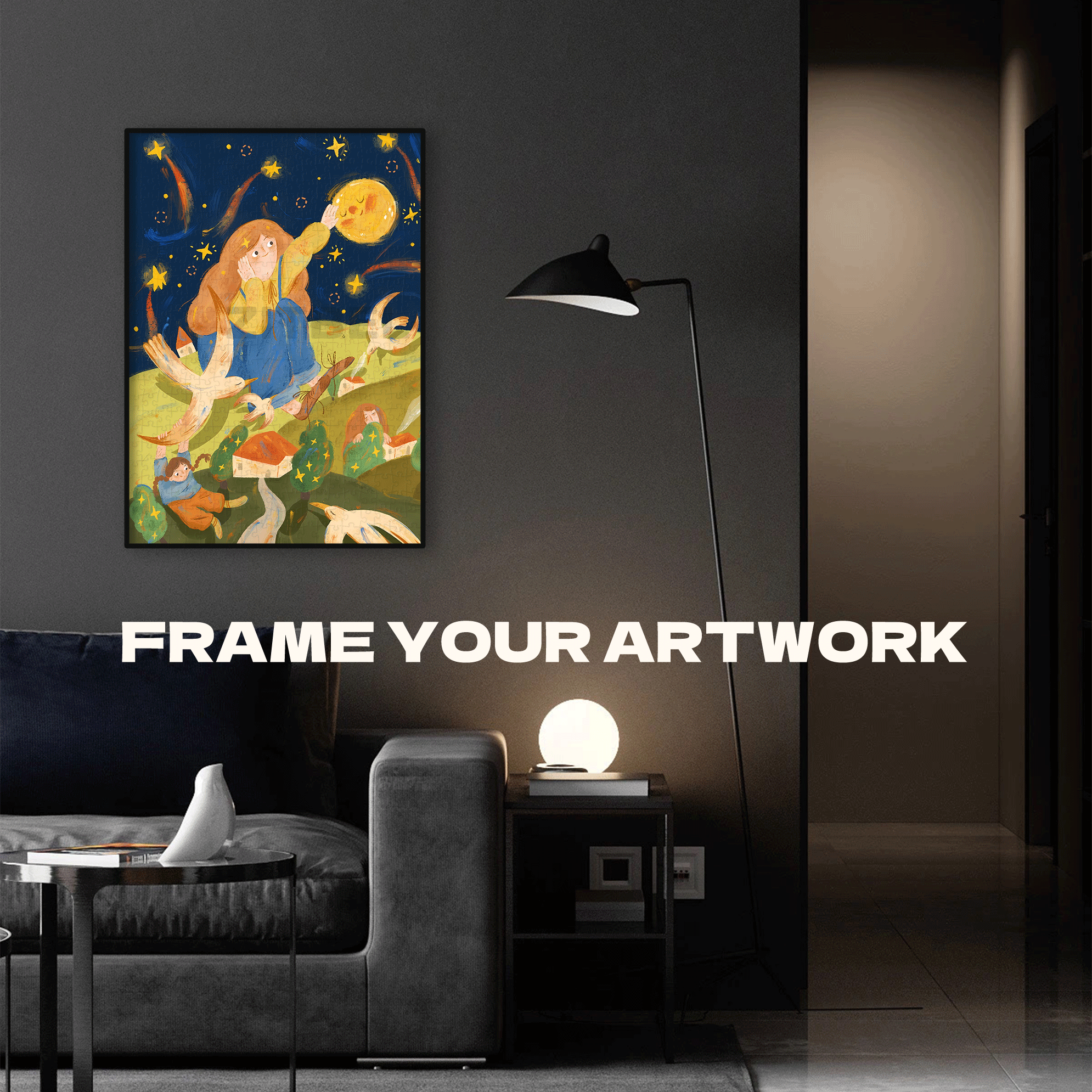 A Village Close To The Starry Sky 500pcs/1000pcs Jigsaw Puzzle, Scratch-Resistant, Interactive Family Game & Brain-Boosting DIY Decor, Perfect for Halloween, Christmas & New Year Gifts, Family Puzzle Game