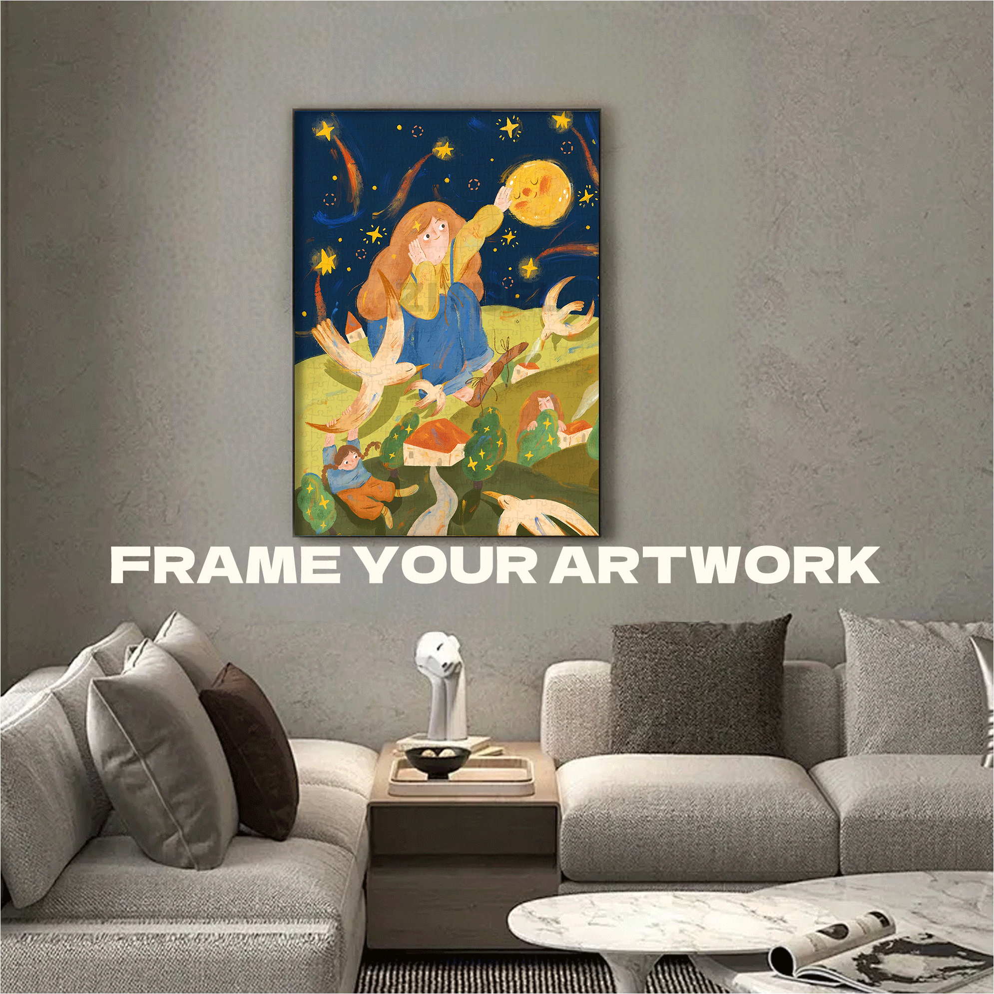 A Village Close To The Starry Sky 500pcs/1000pcs Jigsaw Puzzle, Scratch-Resistant, Interactive Family Game & Brain-Boosting DIY Decor, Perfect for Halloween, Christmas & New Year Gifts, Family Puzzle Game