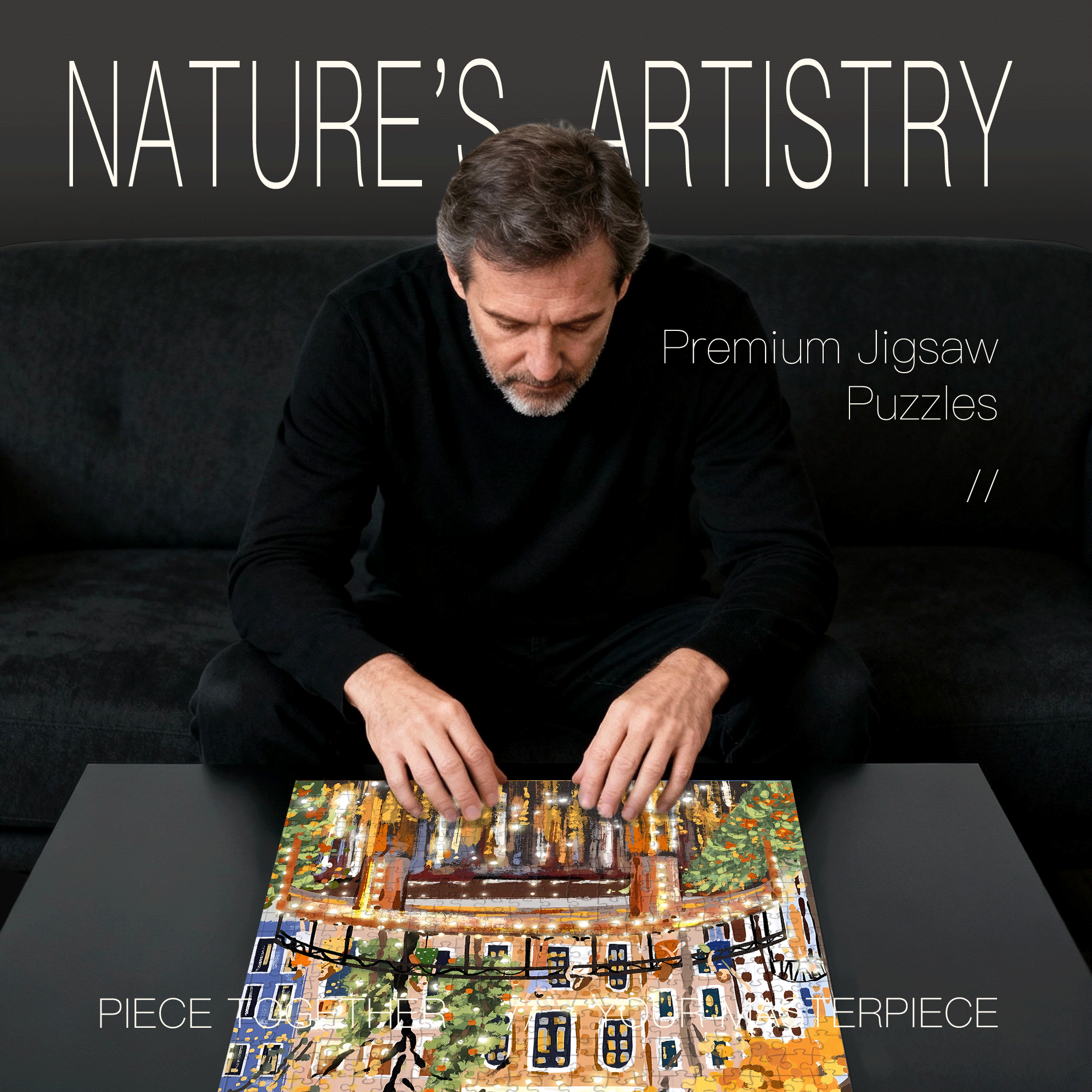 An Autumn Night 500pcs/1000pcs Jigsaw Puzzle, Scratch-Resistant, Interactive Family Game & Brain-Boosting DIY Decor, Perfect for Halloween, Christmas & New Year Gifts, Family Puzzle Game