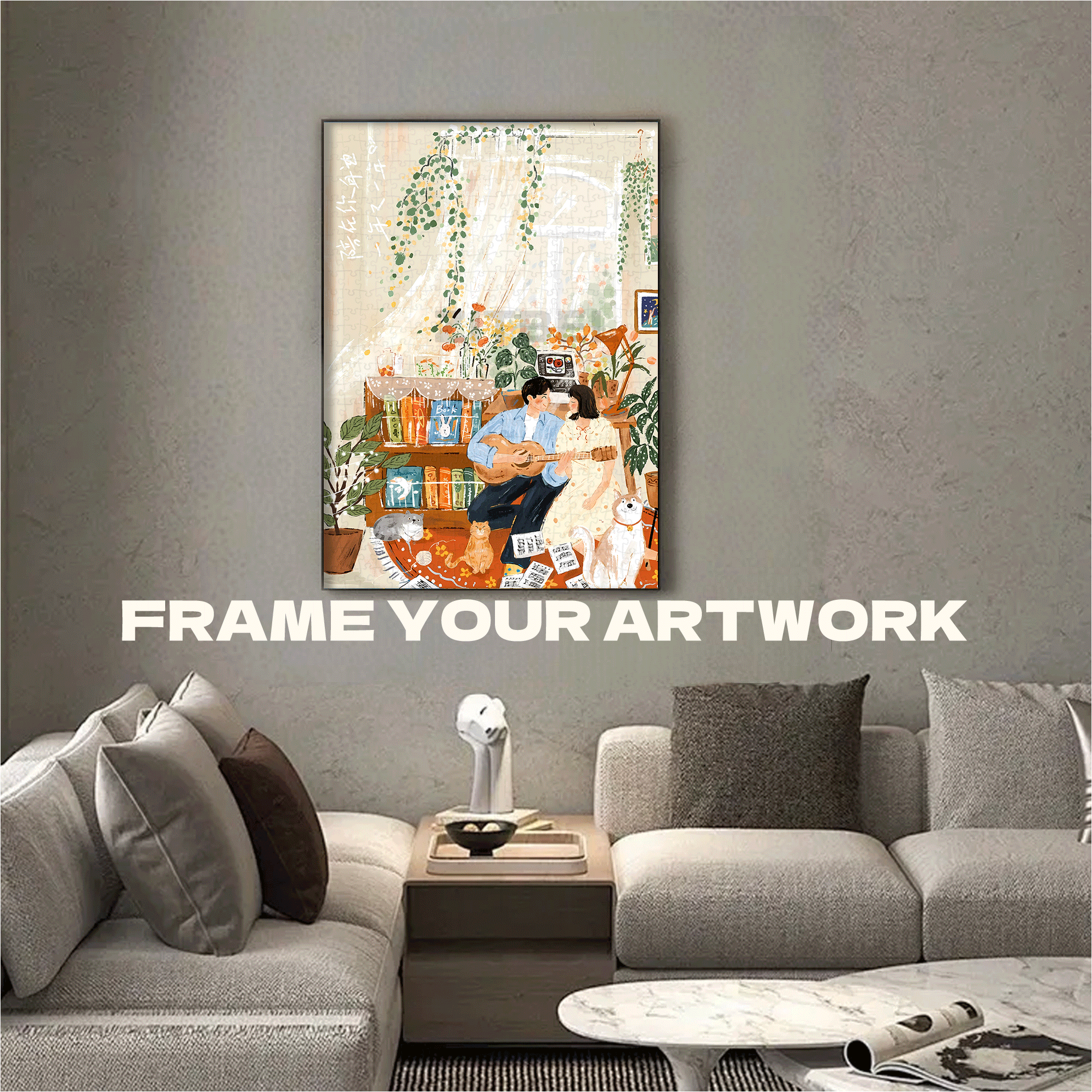 Being With You 500pcs/1000pcs Jigsaw Puzzle, Scratch-Resistant, Interactive Family Game & Brain-Boosting DIY Decor, Perfect for Halloween, Christmas & New Year Gifts, Family Puzzle Game