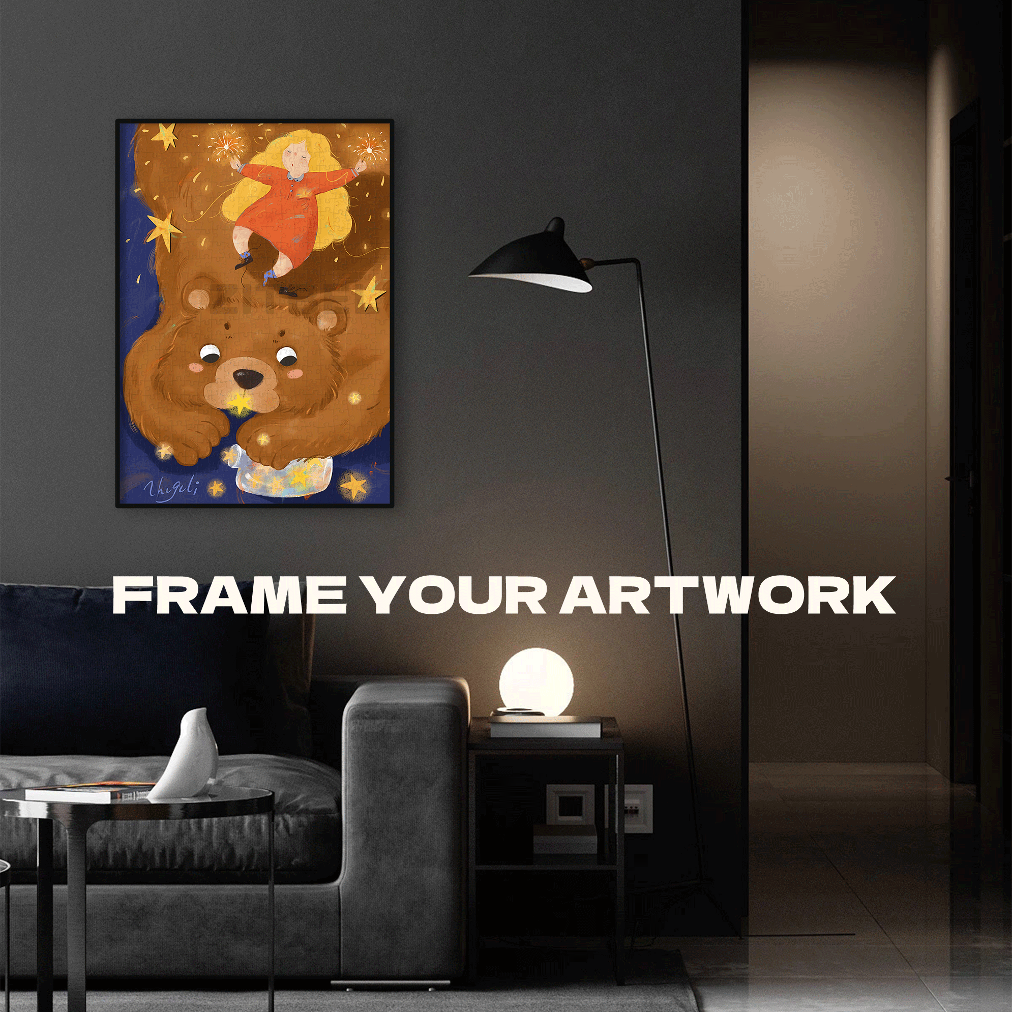 Big Bear And Me 500pcs/1000pcs Jigsaw Puzzle, Scratch-Resistant, Interactive Family Game & Brain-Boosting DIY Decor, Perfect for Halloween, Christmas & New Year Gifts, Family Puzzle Game