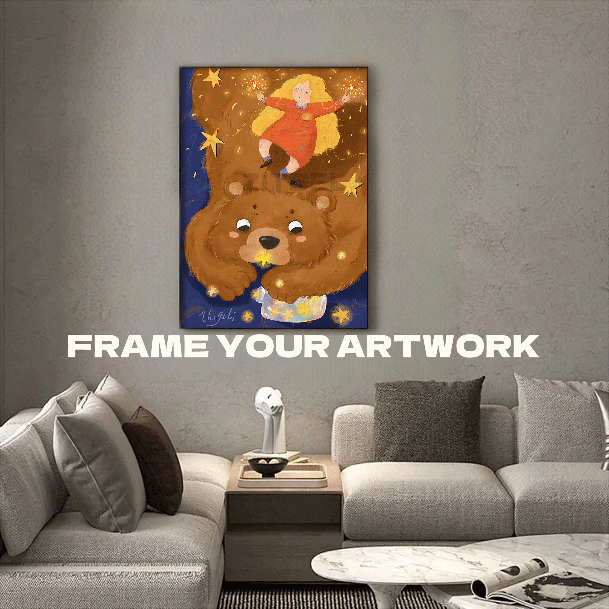 Big Bear And Me 500pcs/1000pcs Jigsaw Puzzle, Scratch-Resistant, Interactive Family Game & Brain-Boosting DIY Decor, Perfect for Halloween, Christmas & New Year Gifts, Family Puzzle Game