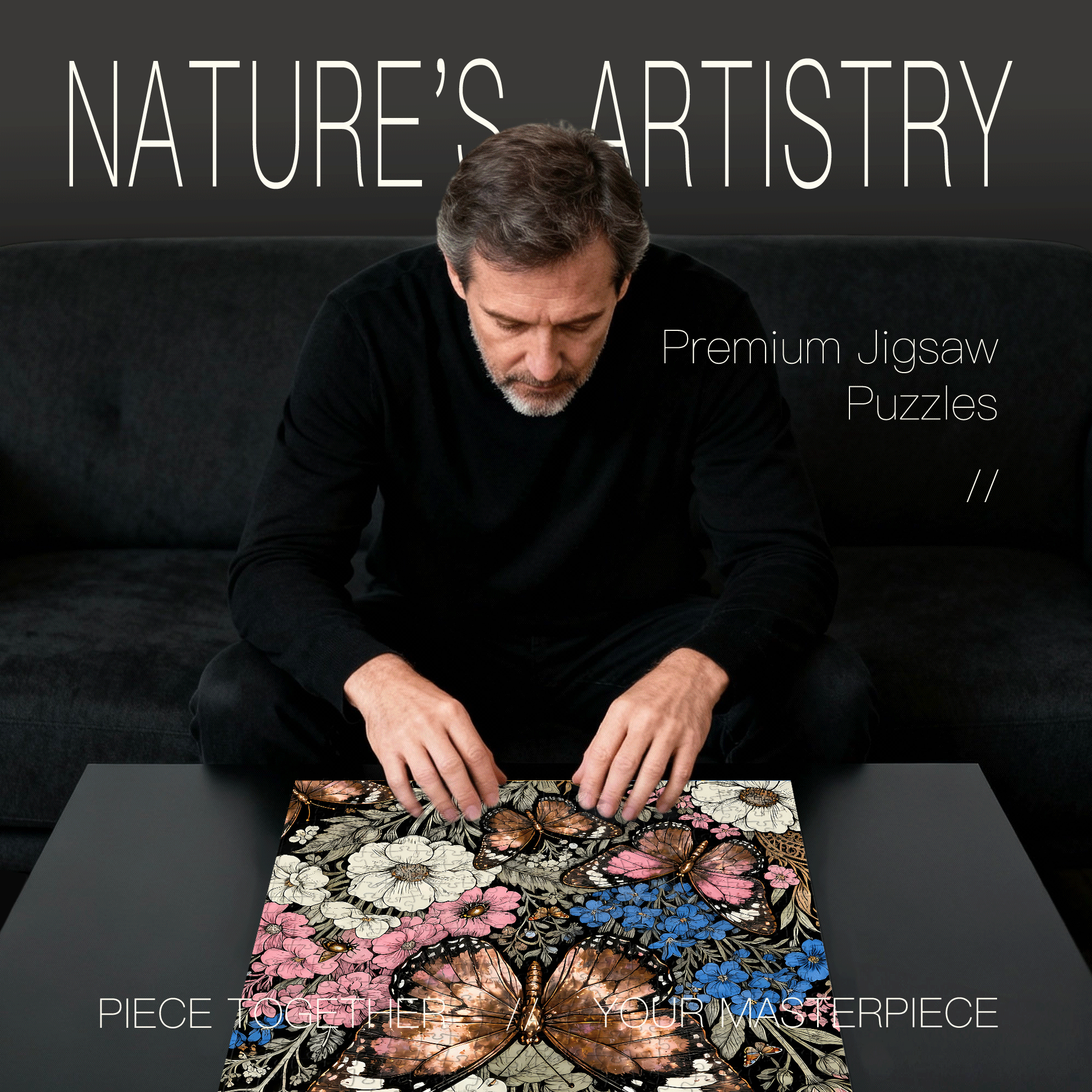 Butterfly Dream 2 500pcs/1000pcs Jigsaw Puzzle, Scratch-Resistant, Interactive Family Game & Brain-Boosting DIY Decor, Perfect for Halloween, Christmas & New Year Gifts, Family Puzzle Game