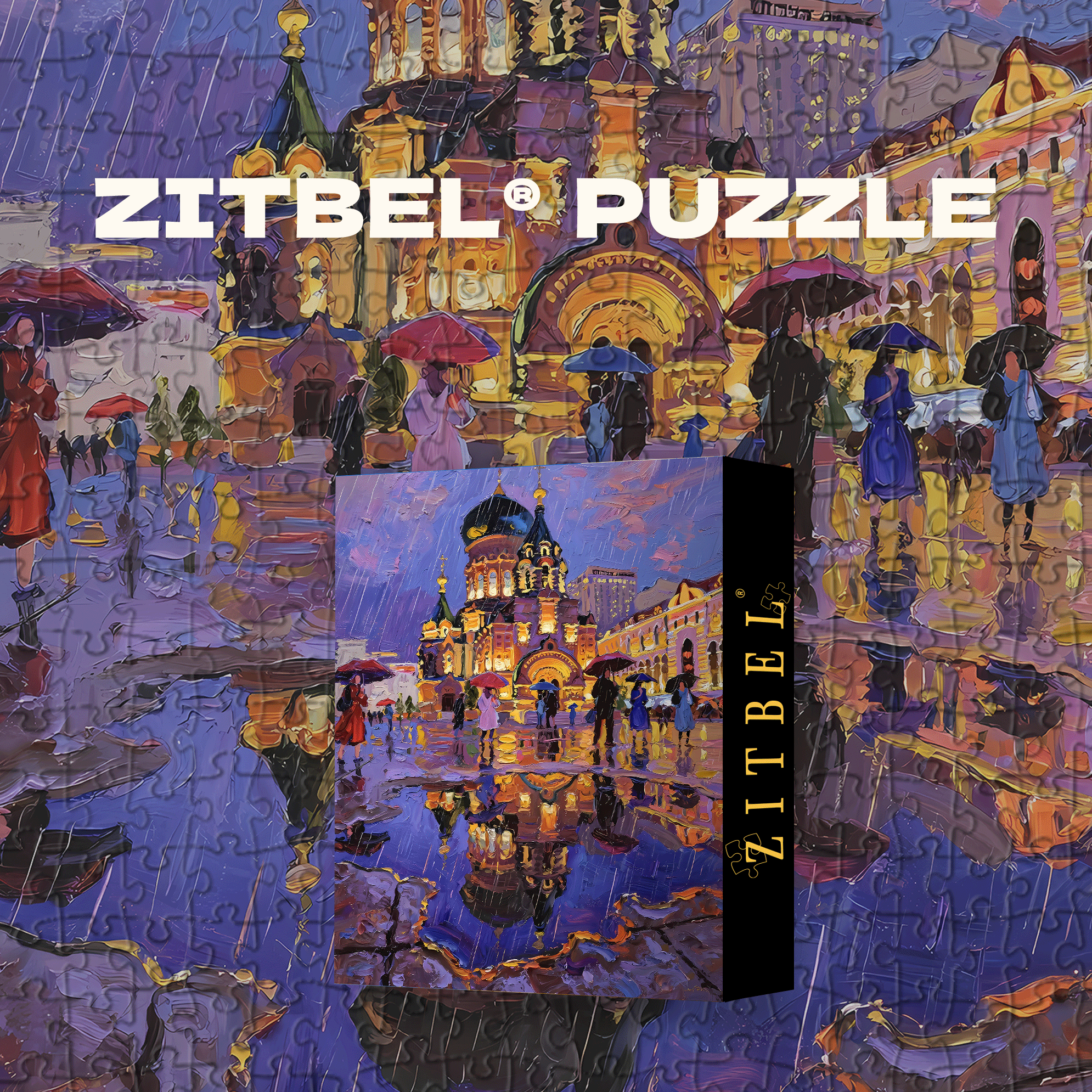 City Reflections In The Rain 500pcs/1000pcs Jigsaw Puzzle, Scratch-Resistant, Interactive Family Game & Brain-Boosting DIY Decor, Perfect for Halloween, Christmas & New Year Gifts, Family Puzzle Game