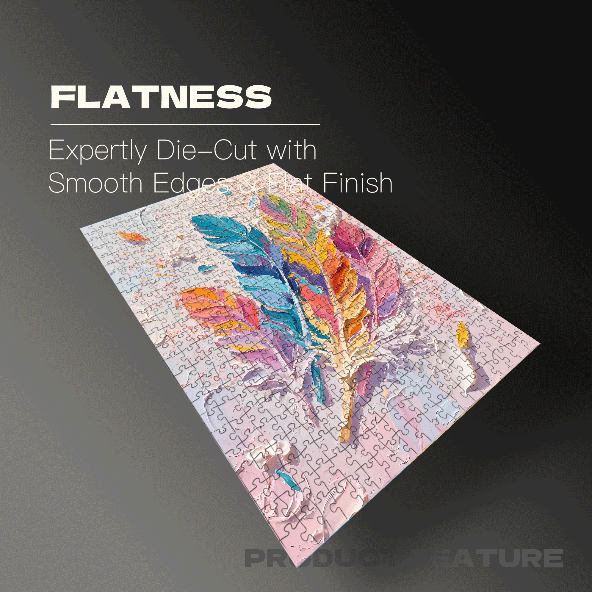 Colorful Feather Style 500pcs/1000pcs Jigsaw Puzzle, Scratch-Resistant, Interactive Family Game & Brain-Boosting DIY Decor, Perfect for Halloween, Christmas & New Year Gifts, Family Puzzle Game