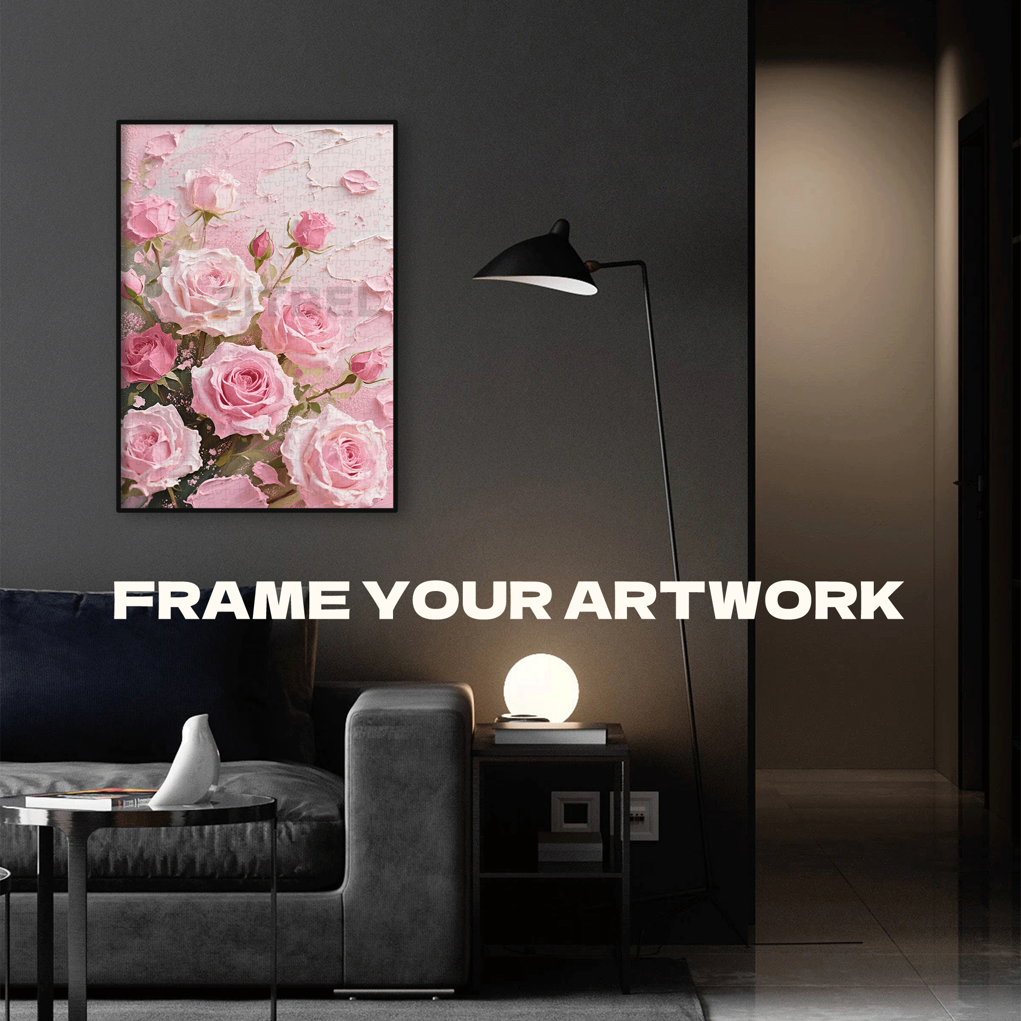 Damask Rose 500pcs/1000pcs Jigsaw Puzzle, Scratch-Resistant, Interactive Family Game & Brain-Boosting DIY Decor, Perfect for Halloween, Christmas & New Year Gifts, Family Puzzle Game