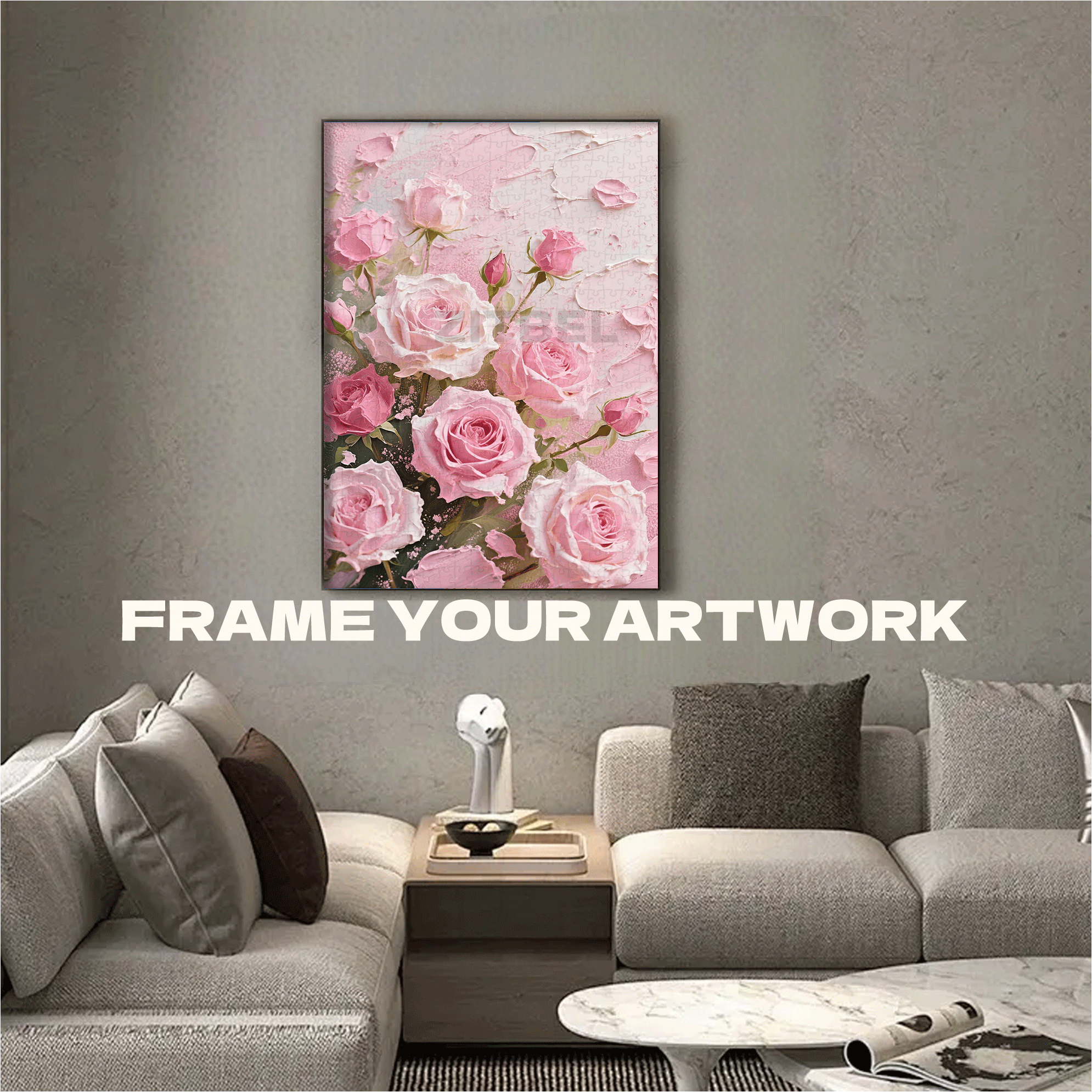 Damask Rose 500pcs/1000pcs Jigsaw Puzzle, Scratch-Resistant, Interactive Family Game & Brain-Boosting DIY Decor, Perfect for Halloween, Christmas & New Year Gifts, Family Puzzle Game
