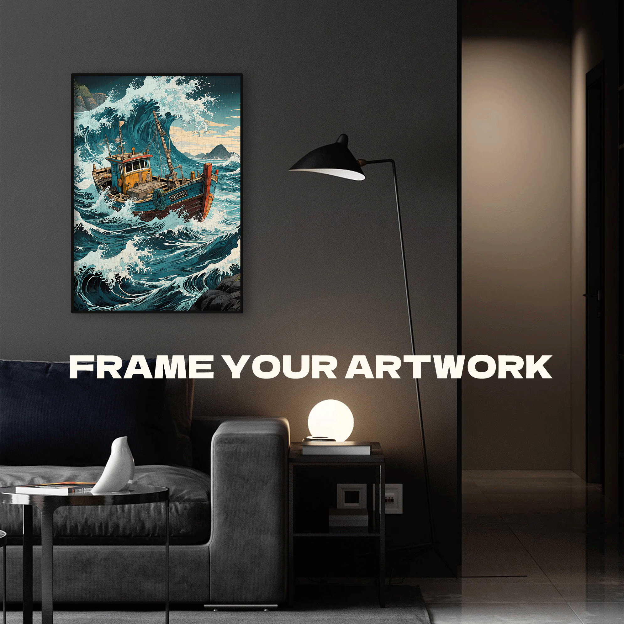 Fishing Boats Go Out To Sea 500pcs/1000pcs Jigsaw Puzzle, Scratch-Resistant, Interactive Family Game & Brain-Boosting DIY Decor, Perfect for Halloween, Christmas & New Year Gifts, Family Puzzle Game