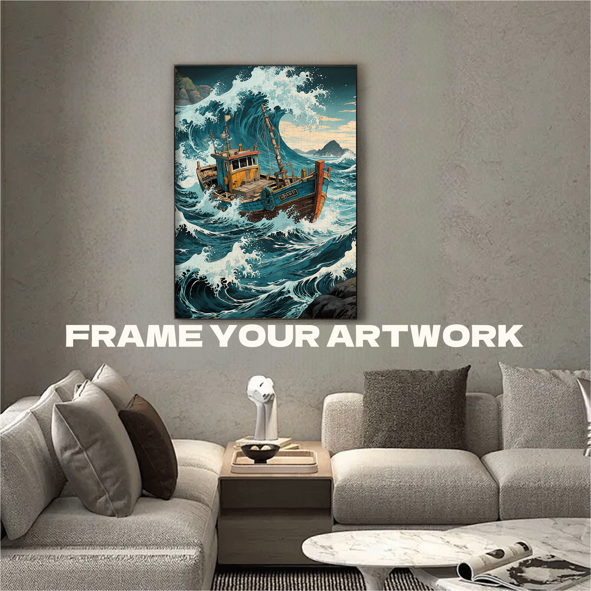 Fishing Boats Go Out To Sea 500pcs/1000pcs Jigsaw Puzzle, Scratch-Resistant, Interactive Family Game & Brain-Boosting DIY Decor, Perfect for Halloween, Christmas & New Year Gifts, Family Puzzle Game