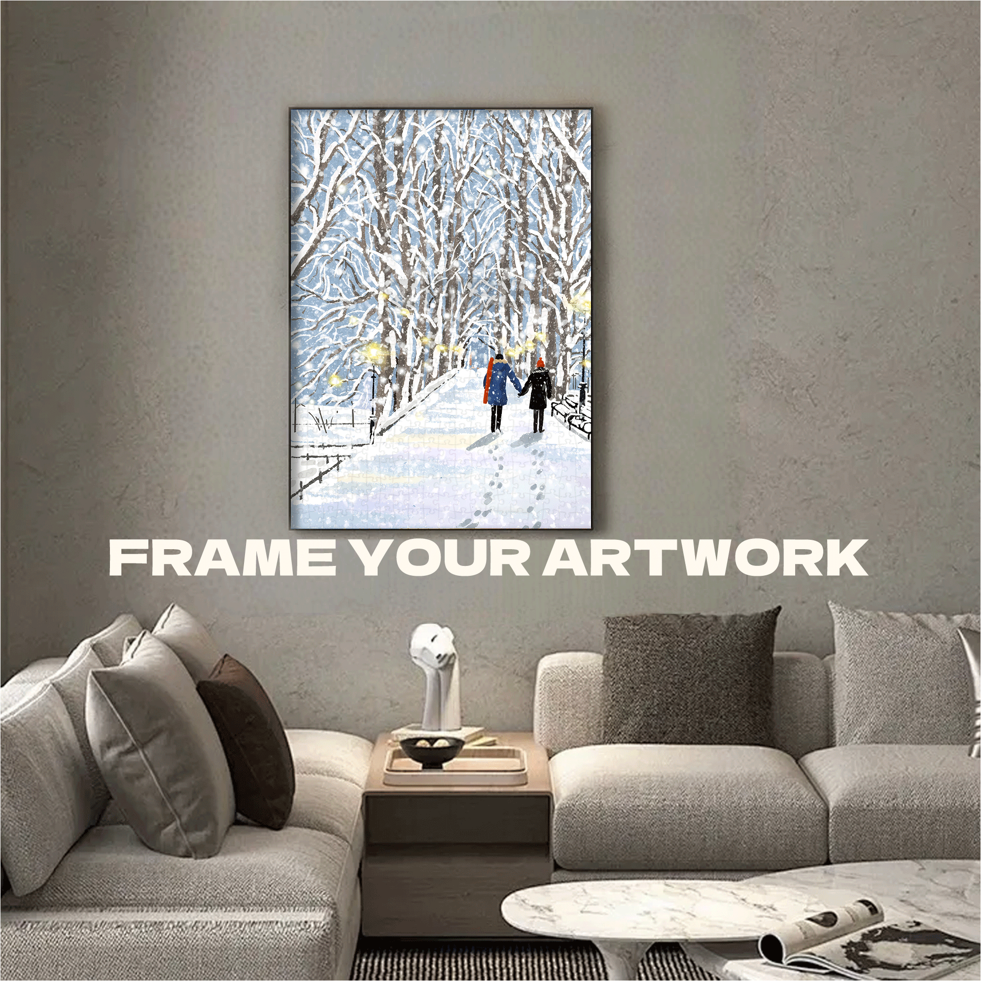 Footprints In The Snow 500pcs/1000pcs Jigsaw Puzzle, Scratch-Resistant, Interactive Family Game & Brain-Boosting DIY Decor, Perfect for Halloween, Christmas & New Year Gifts, Family Puzzle Game