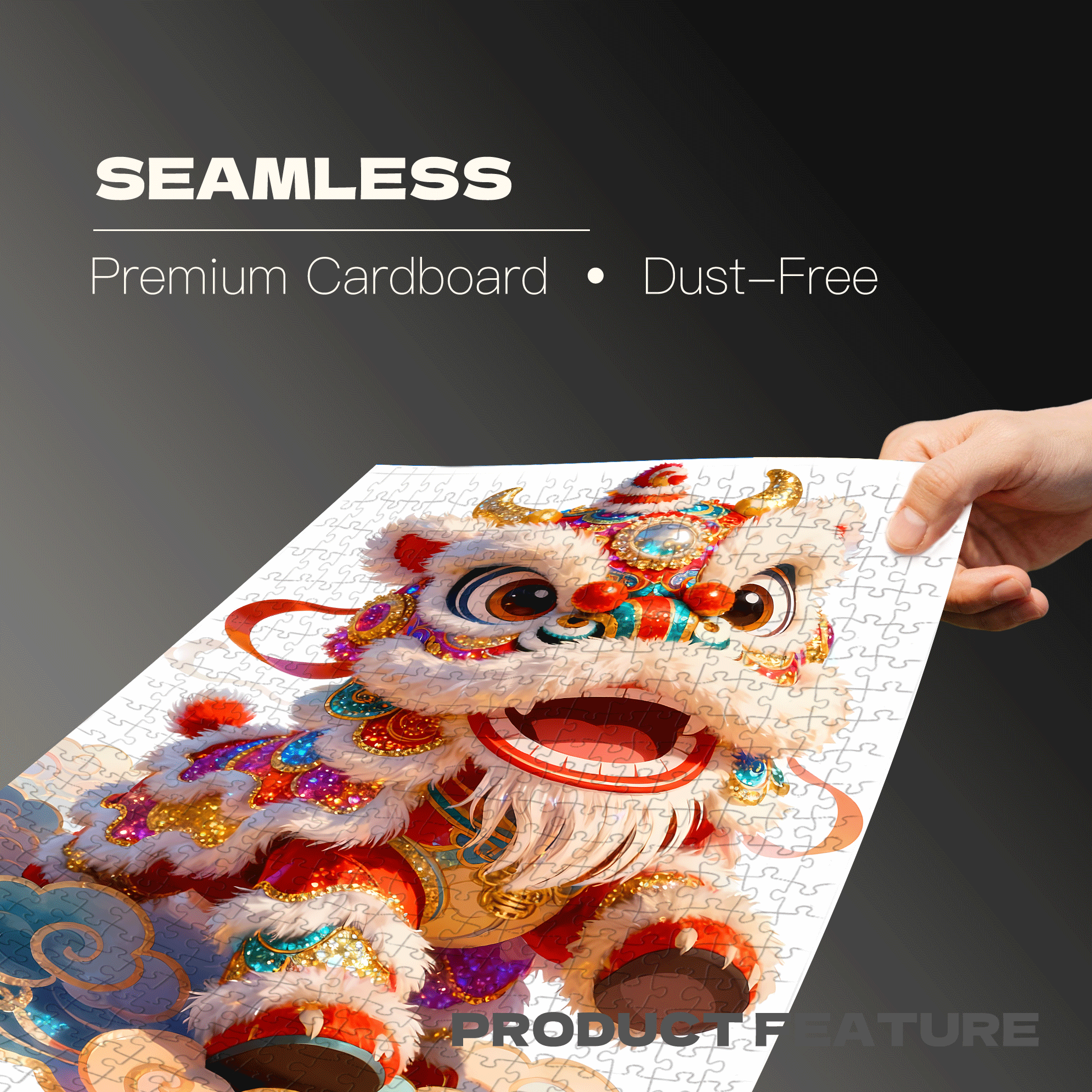 Foshan Lion Dance 500pcs/1000pcs Jigsaw Puzzle, Scratch-Resistant, Interactive Family Game & Brain-Boosting DIY Decor, Perfect for Halloween, Christmas & New Year Gifts, Family Puzzle Game