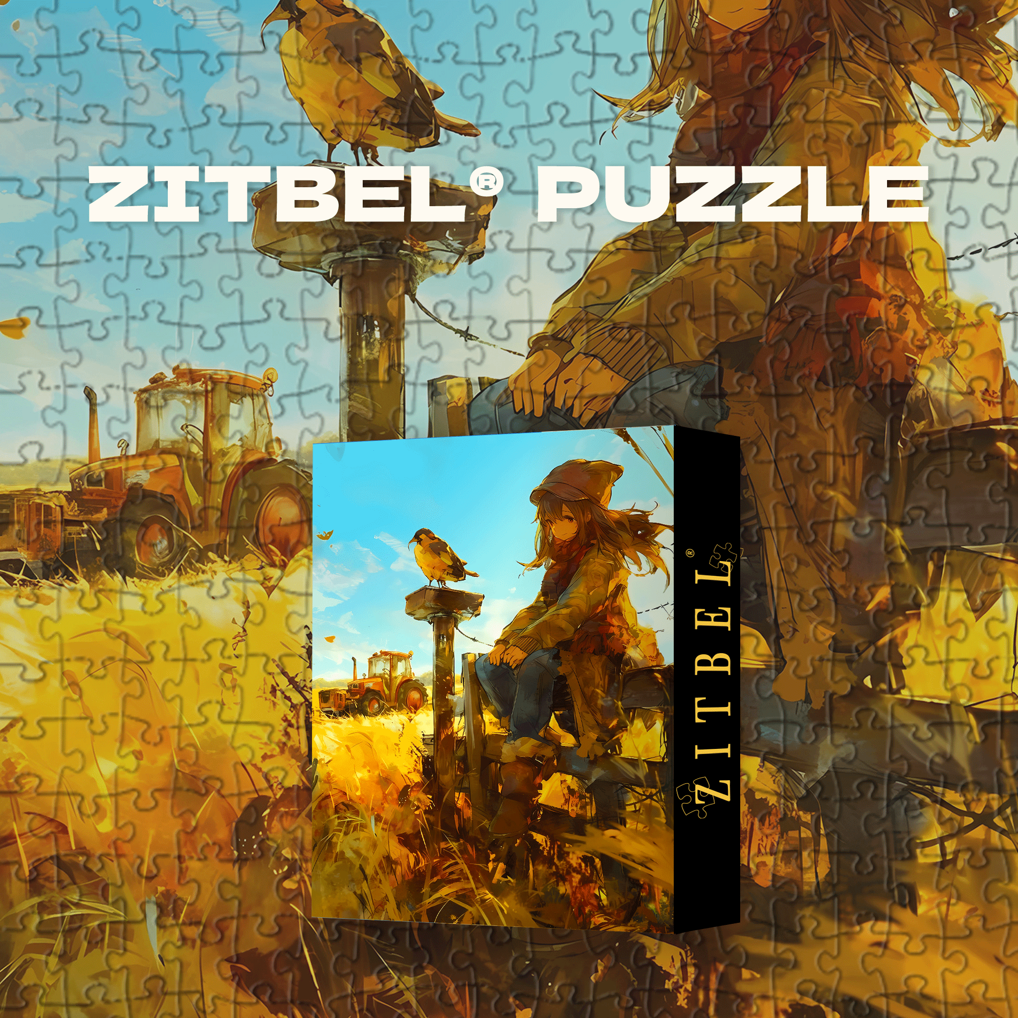 Golden Rice Fields 500pcs/1000pcs Jigsaw Puzzle, Scratch-Resistant, Interactive Family Game & Brain-Boosting DIY Decor, Perfect for Halloween, Christmas & New Year Gifts, Family Puzzle Game