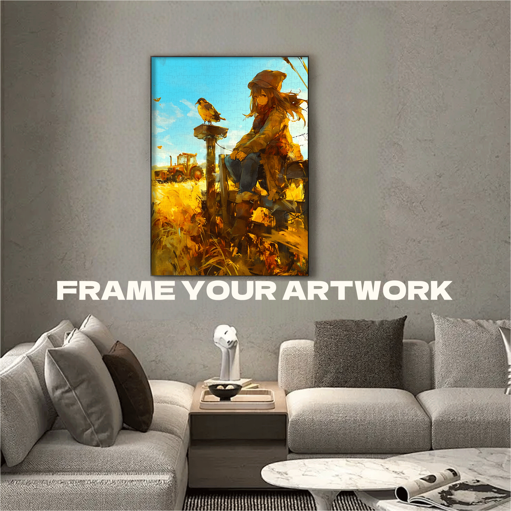 Golden Rice Fields 500pcs/1000pcs Jigsaw Puzzle, Scratch-Resistant, Interactive Family Game & Brain-Boosting DIY Decor, Perfect for Halloween, Christmas & New Year Gifts, Family Puzzle Game