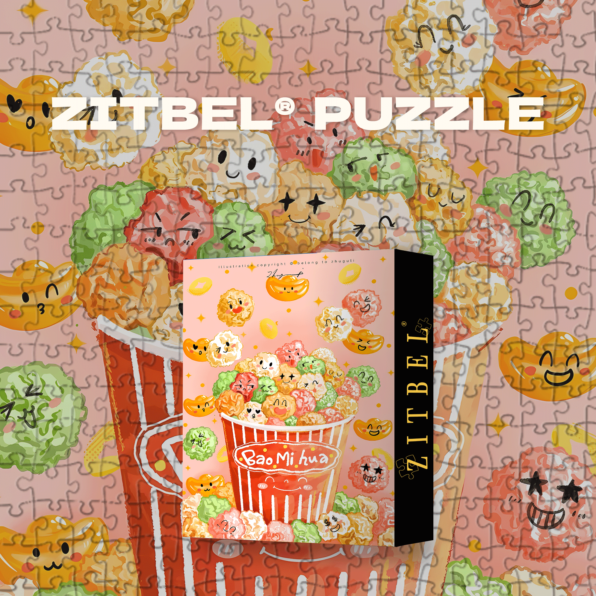 Happy Popcorn 500pcs/1000pcs Jigsaw Puzzle, Scratch-Resistant, Interactive Family Game & Brain-Boosting DIY Decor, Perfect for Halloween, Christmas & New Year Gifts, Family Puzzle Game