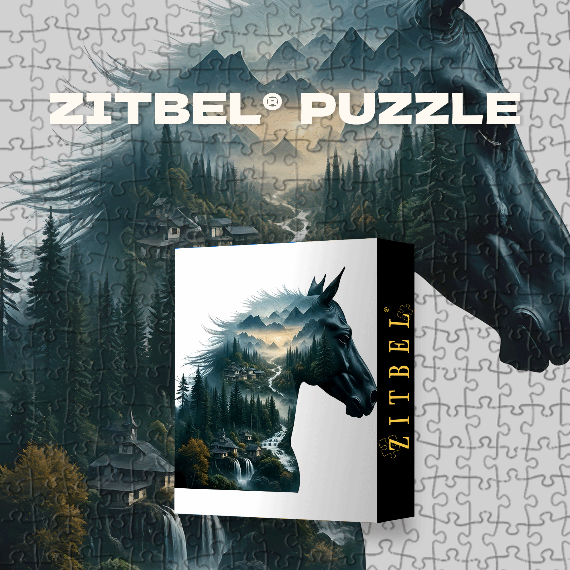 Horse And Mountain Scene 500pcs/1000pcs Jigsaw Puzzle, Scratch-Resistant, Interactive Family Game & Brain-Boosting DIY Decor, Perfect for Halloween, Christmas & New Year Gifts, Family Puzzle Game