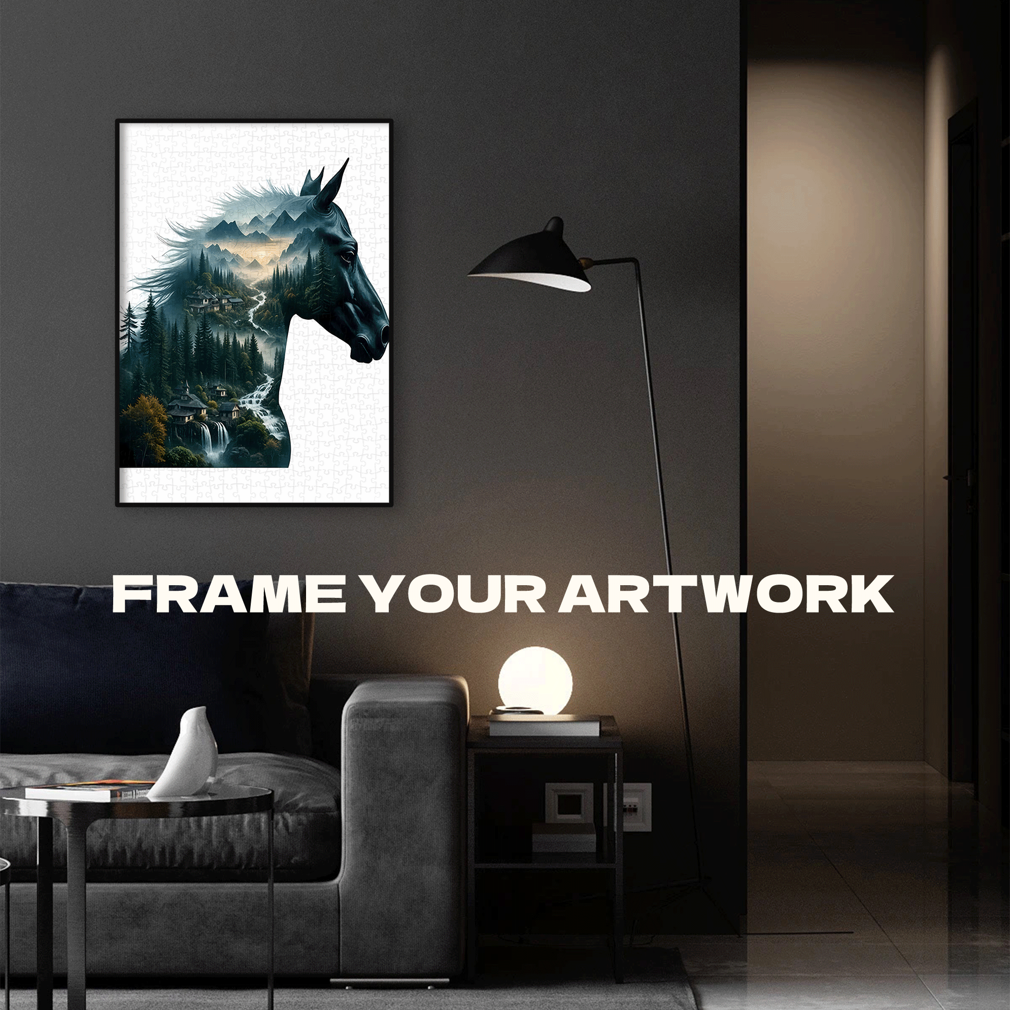 Horse And Mountain Scene 500pcs/1000pcs Jigsaw Puzzle, Scratch-Resistant, Interactive Family Game & Brain-Boosting DIY Decor, Perfect for Halloween, Christmas & New Year Gifts, Family Puzzle Game