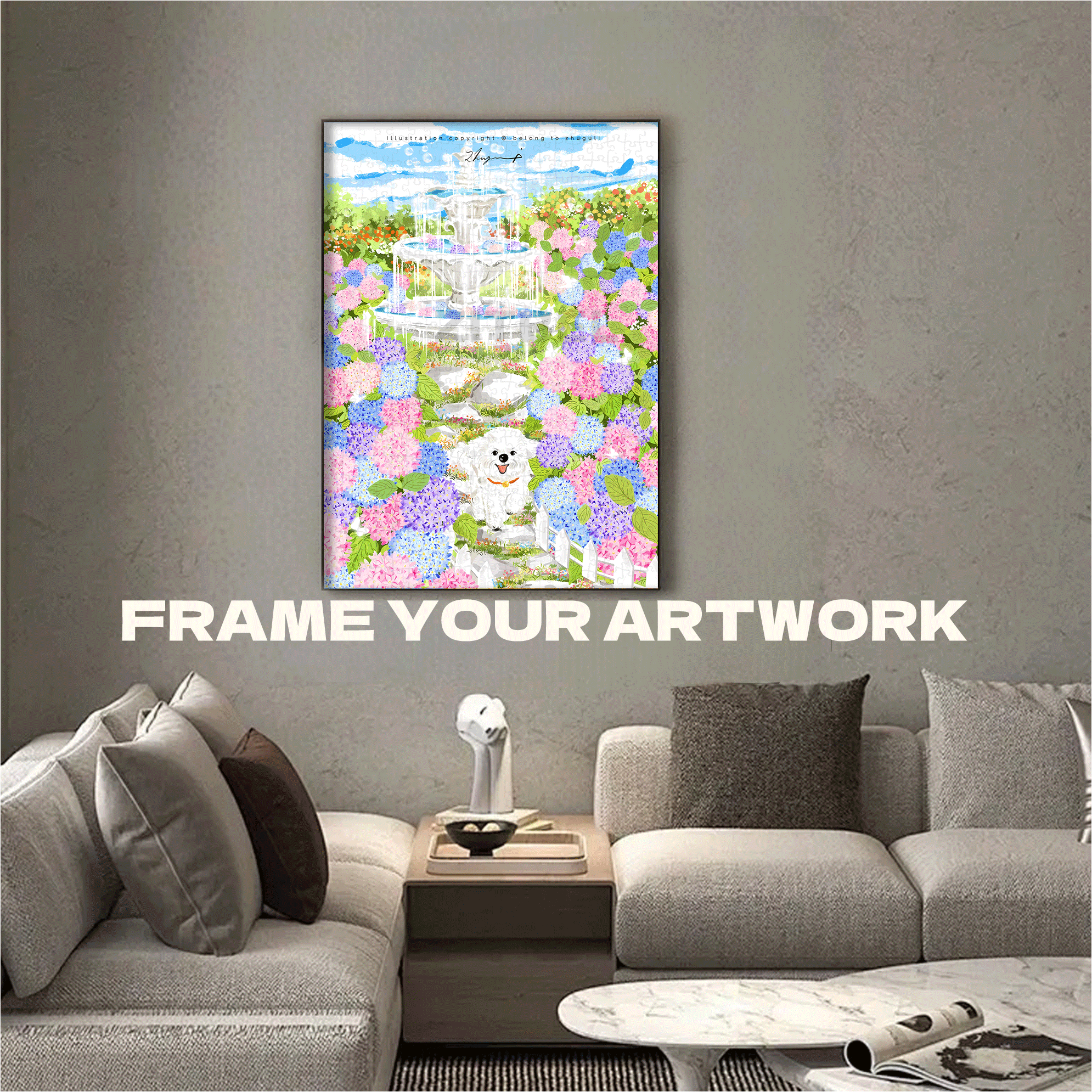 Hydrangea Garden 500pcs/1000pcs Jigsaw Puzzle, Scratch-Resistant, Interactive Family Game & Brain-Boosting DIY Decor, Perfect for Halloween, Christmas & New Year Gifts, Family Puzzle Game