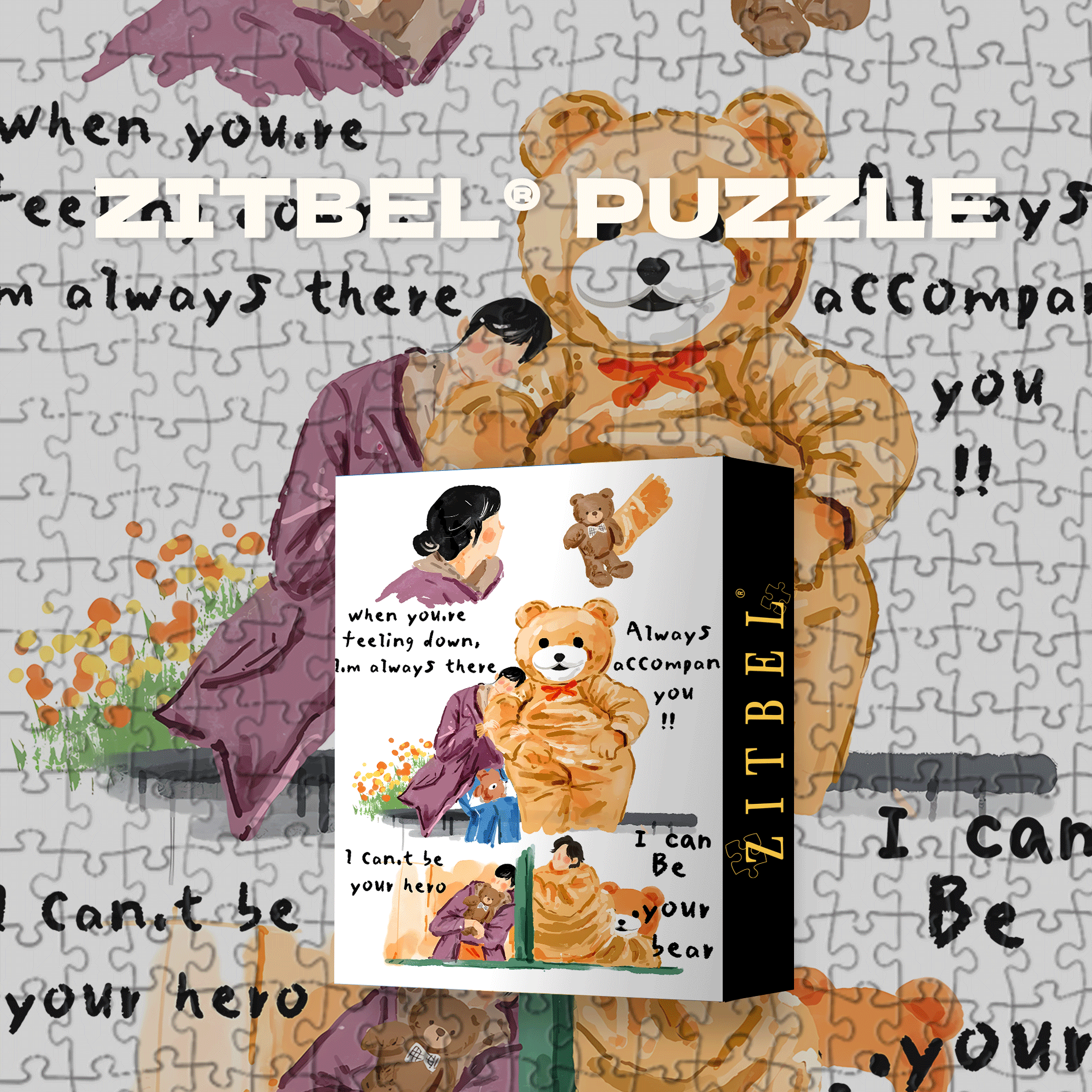 I Can Be Your Bear 500pcs/1000pcs Jigsaw Puzzle, Scratch-Resistant, Interactive Family Game & Brain-Boosting DIY Decor, Perfect for Halloween, Christmas & New Year Gifts, Family Puzzle Game