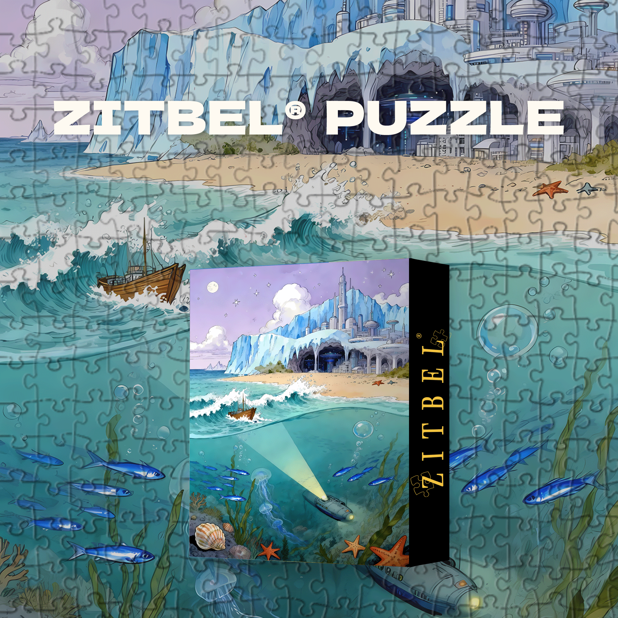 Iceberg Science Fiction Coast 500pcs/1000pcs Jigsaw Puzzle, Scratch-Resistant, Interactive Family Game & Brain-Boosting DIY Decor, Perfect for Halloween, Christmas & New Year Gifts, Family Puzzle Game