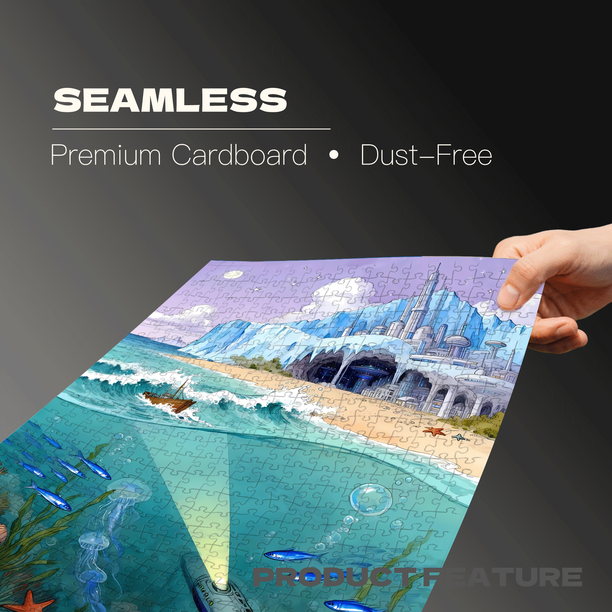 Iceberg Science Fiction Coast 500pcs/1000pcs Jigsaw Puzzle, Scratch-Resistant, Interactive Family Game & Brain-Boosting DIY Decor, Perfect for Halloween, Christmas & New Year Gifts, Family Puzzle Game